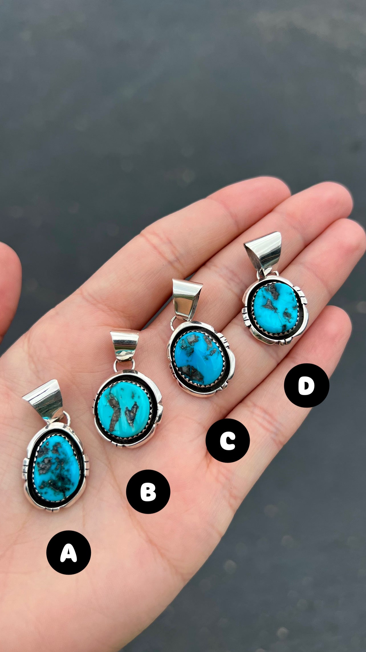 Genuine Turquoise Oval Pendant