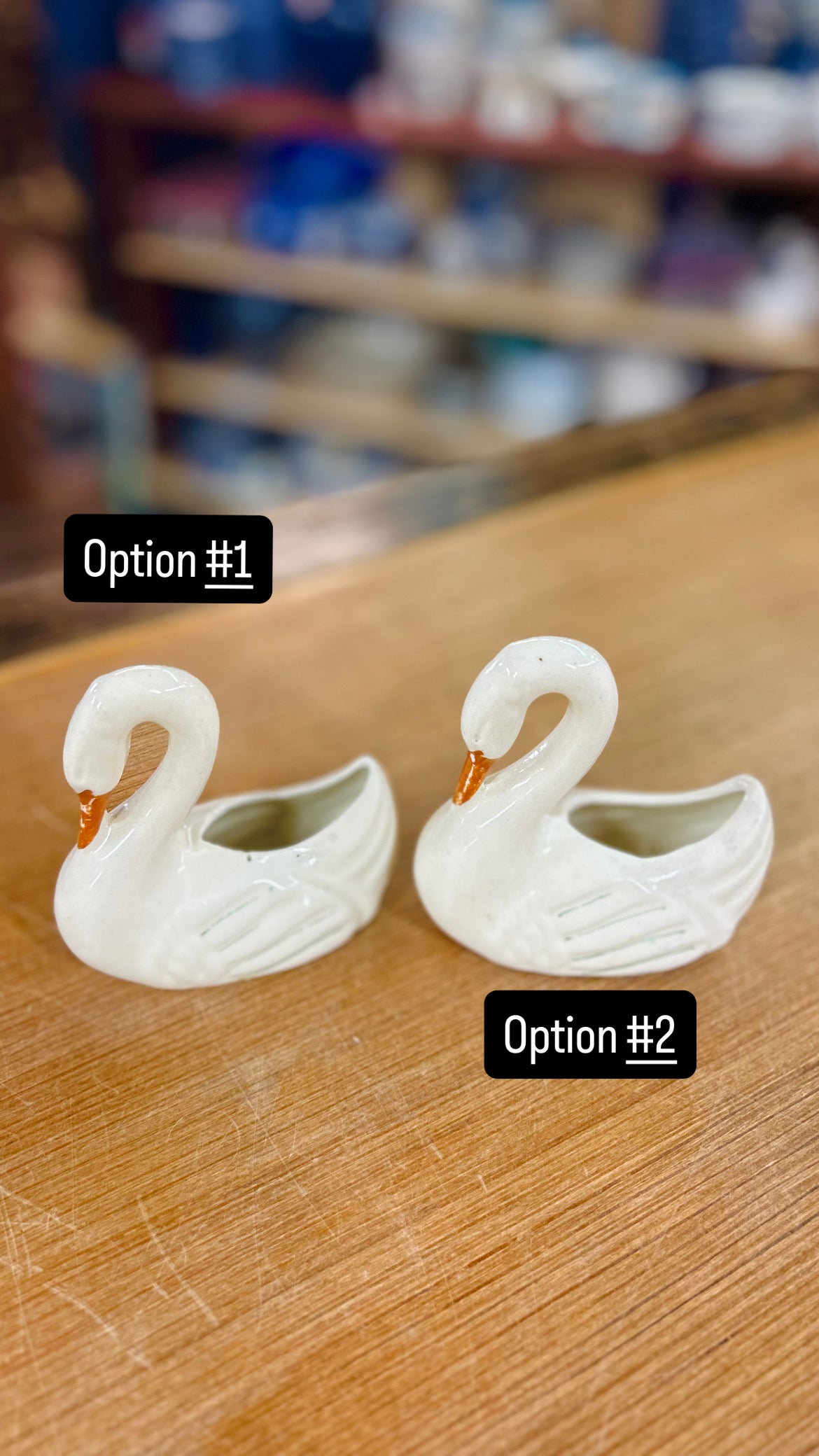 Vintage Swan Planter with Green Detailing