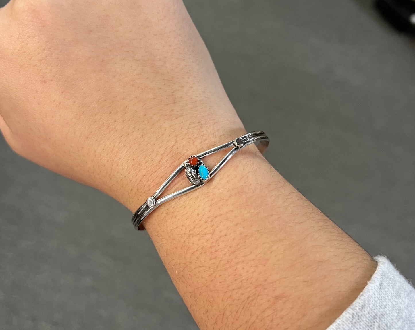 Coral and Turquoise Leaf Bracelet