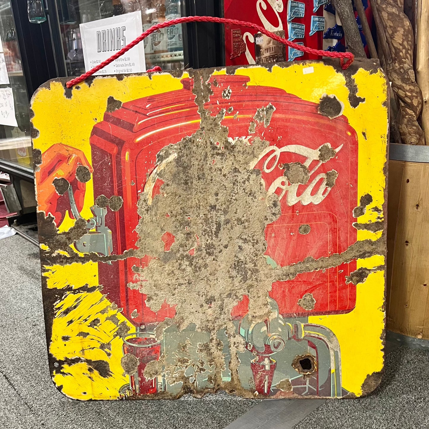 Coca Cola Sign Porcelain 1940's Era 2 sided