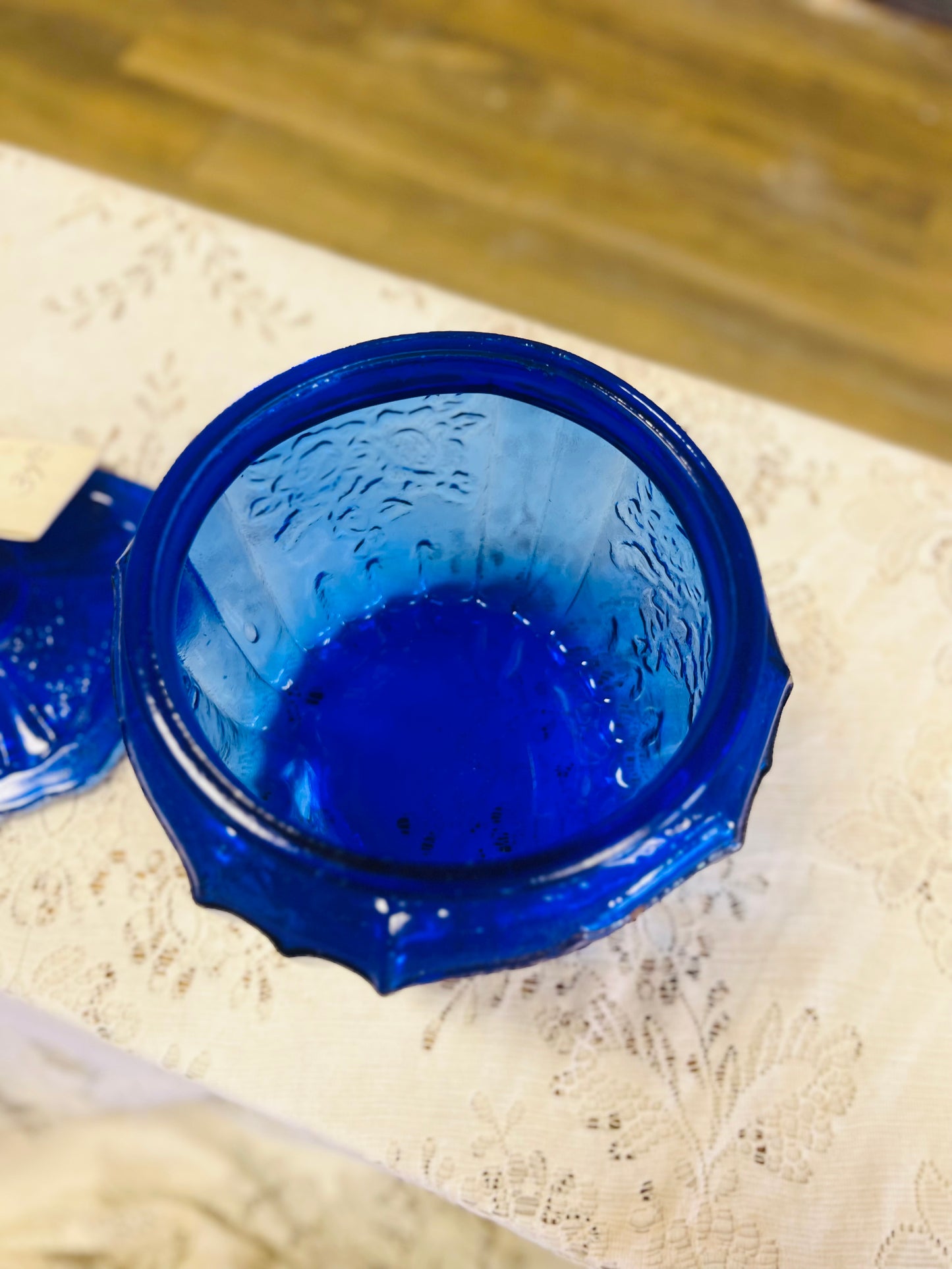 Vintage Cobalt Blue Cookie Jar