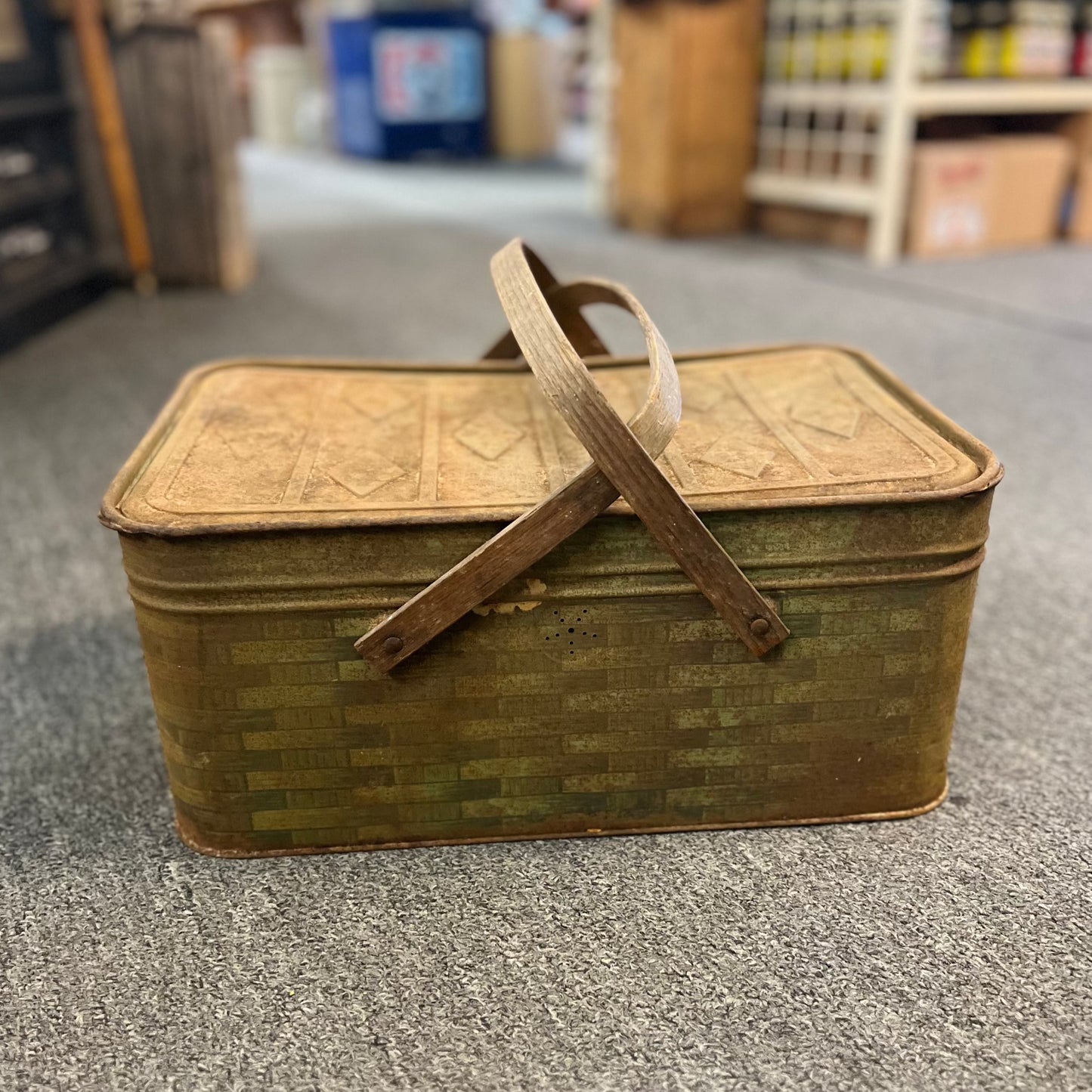 Vintage Metal Picnic Basket