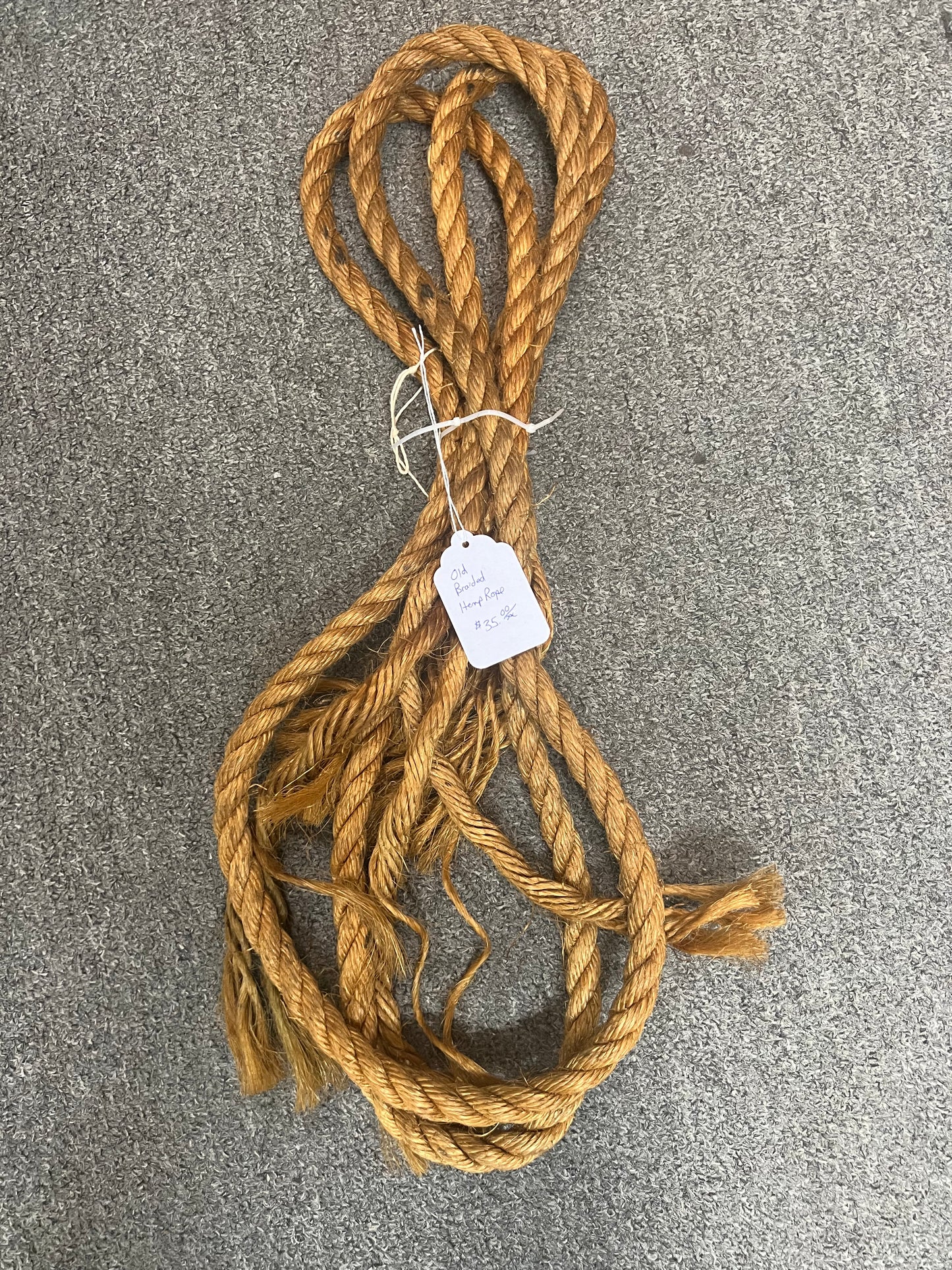 Old Braided Hemp Rope Large