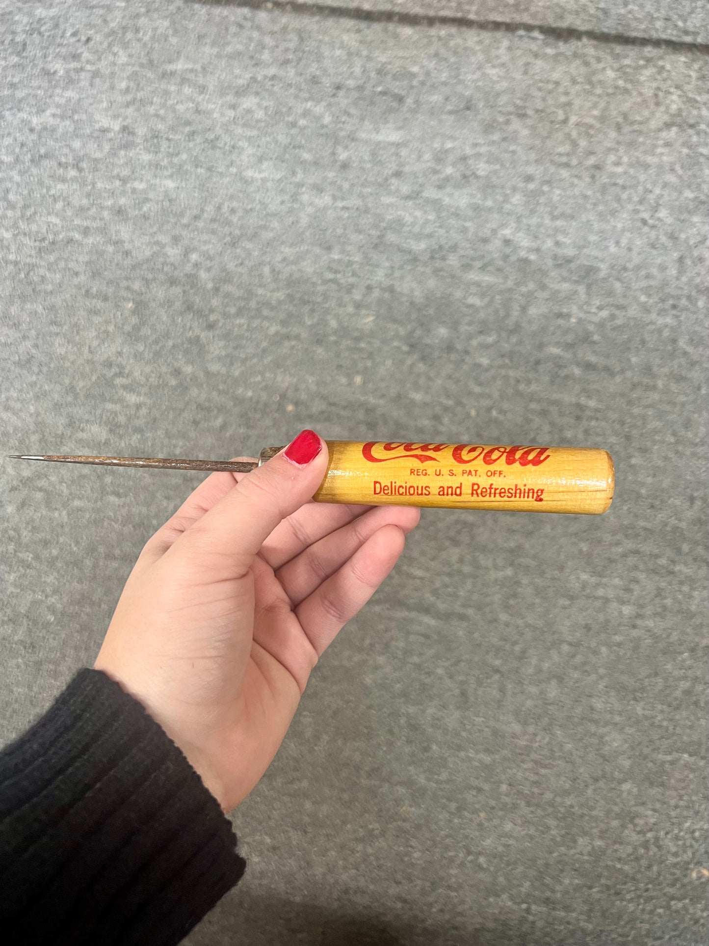 Vintage Coca Cola Ice Pick Script Advertising Wood Handle W/ Original Box