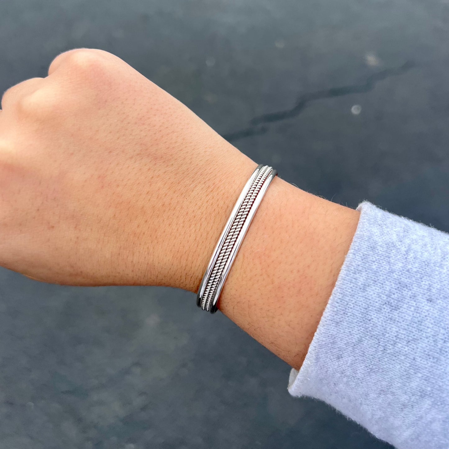 Double Twist Sterling Silver Stacker Cuff