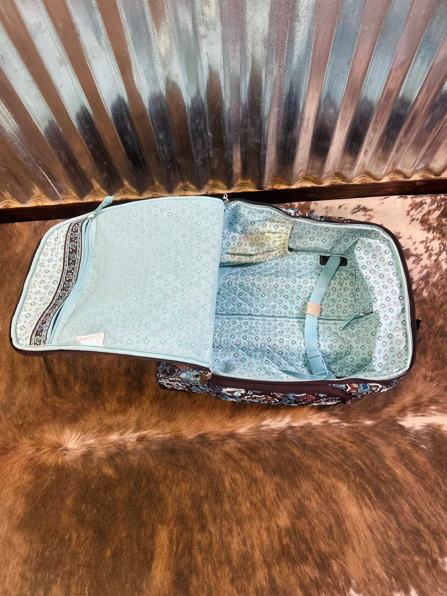 Vera Bradley Large Rolling Suitcase in "Java Blue" with Matching Carry On
