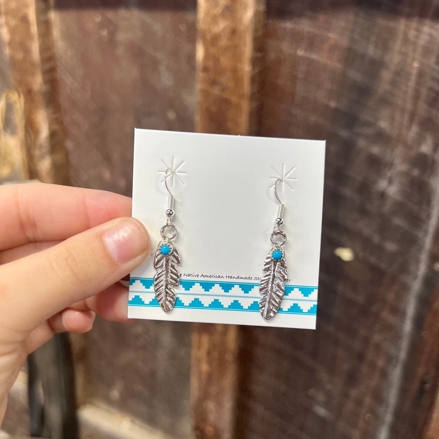 Turquoise and Sterling Silver Feather Earrings