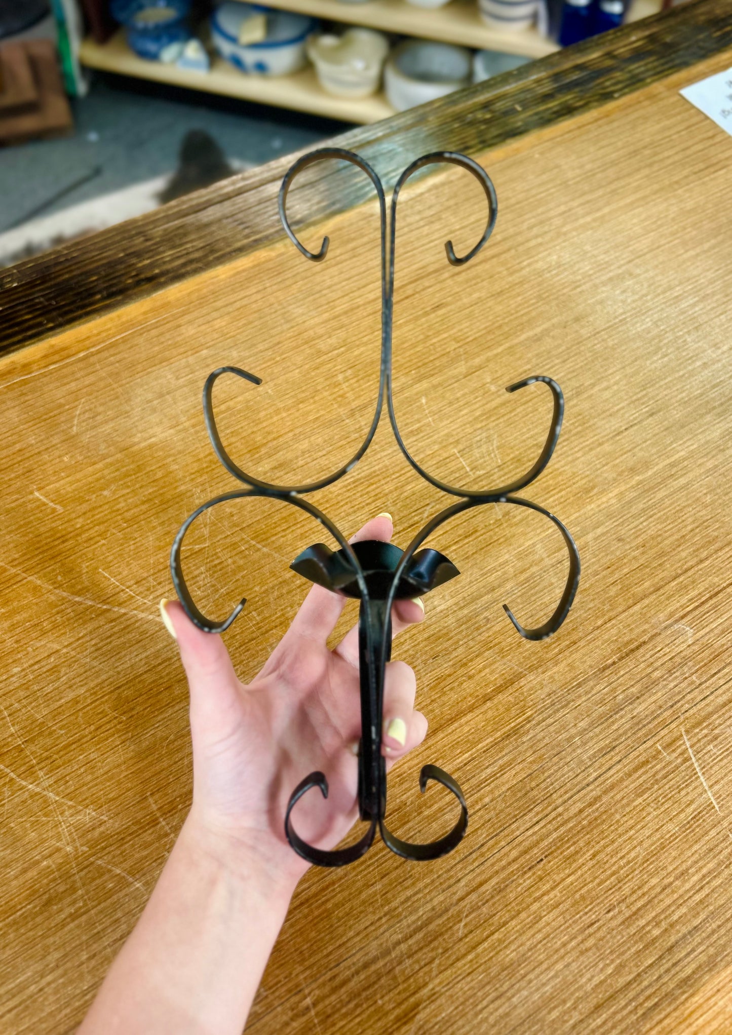 Black Wrought Iron Candle Wall Sconce