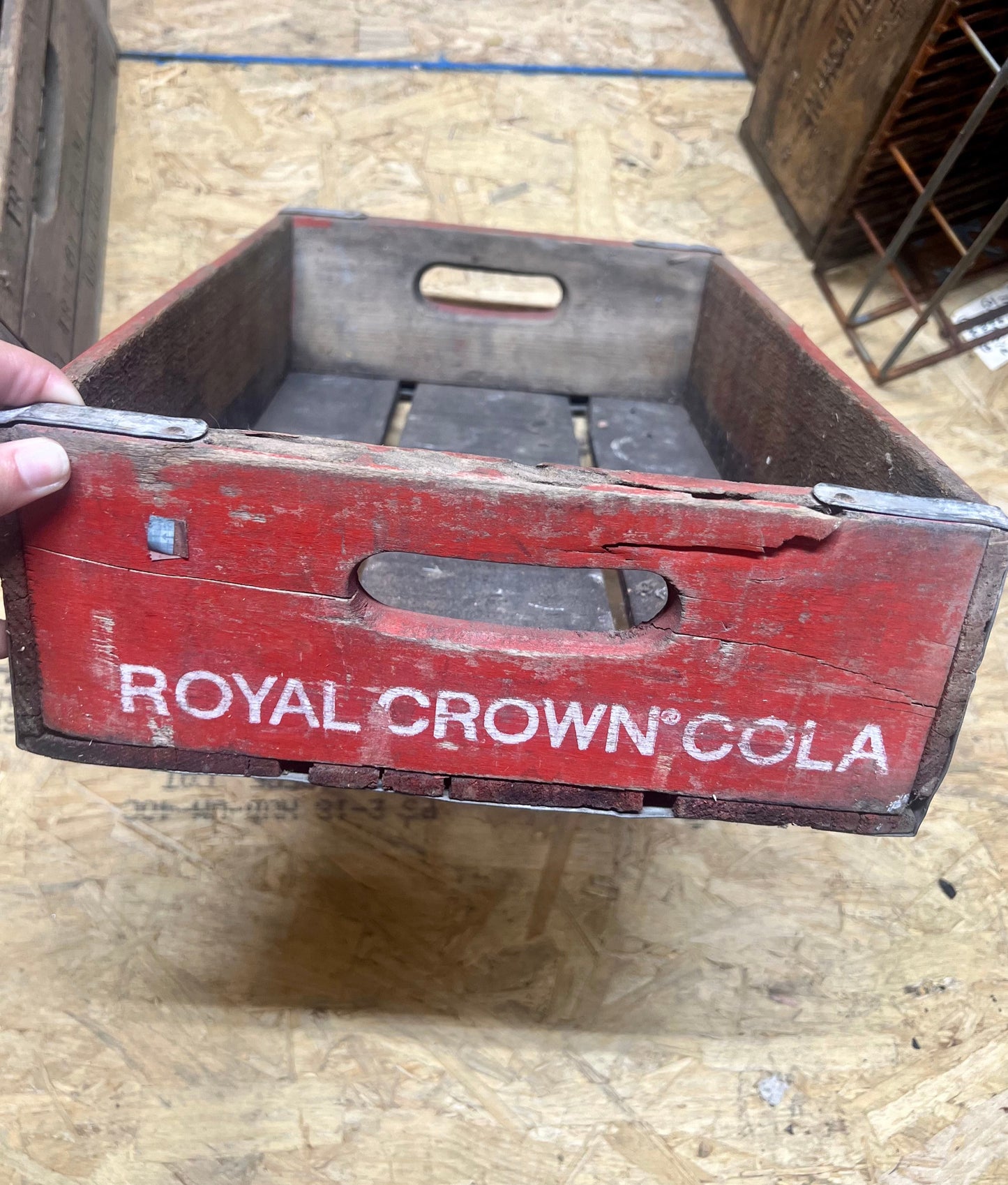 RC Royal Crown Cola Red Crate with a Busted End