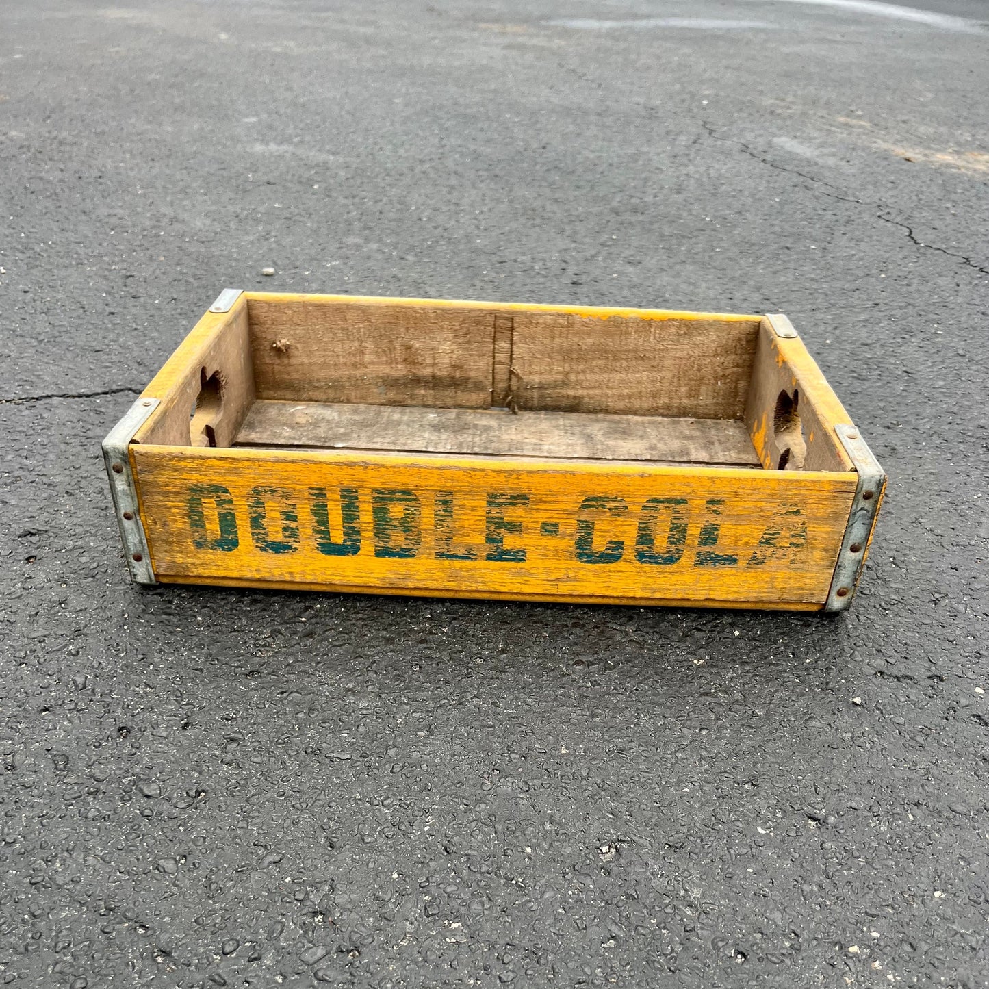 Vintage Yellow Double Cola Crate - Rocky Mt. NC