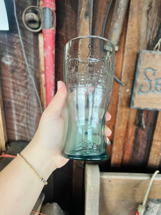 Vintage 1948 McDonald's 15 cent Famous Hamburgers Green Tinted Glass