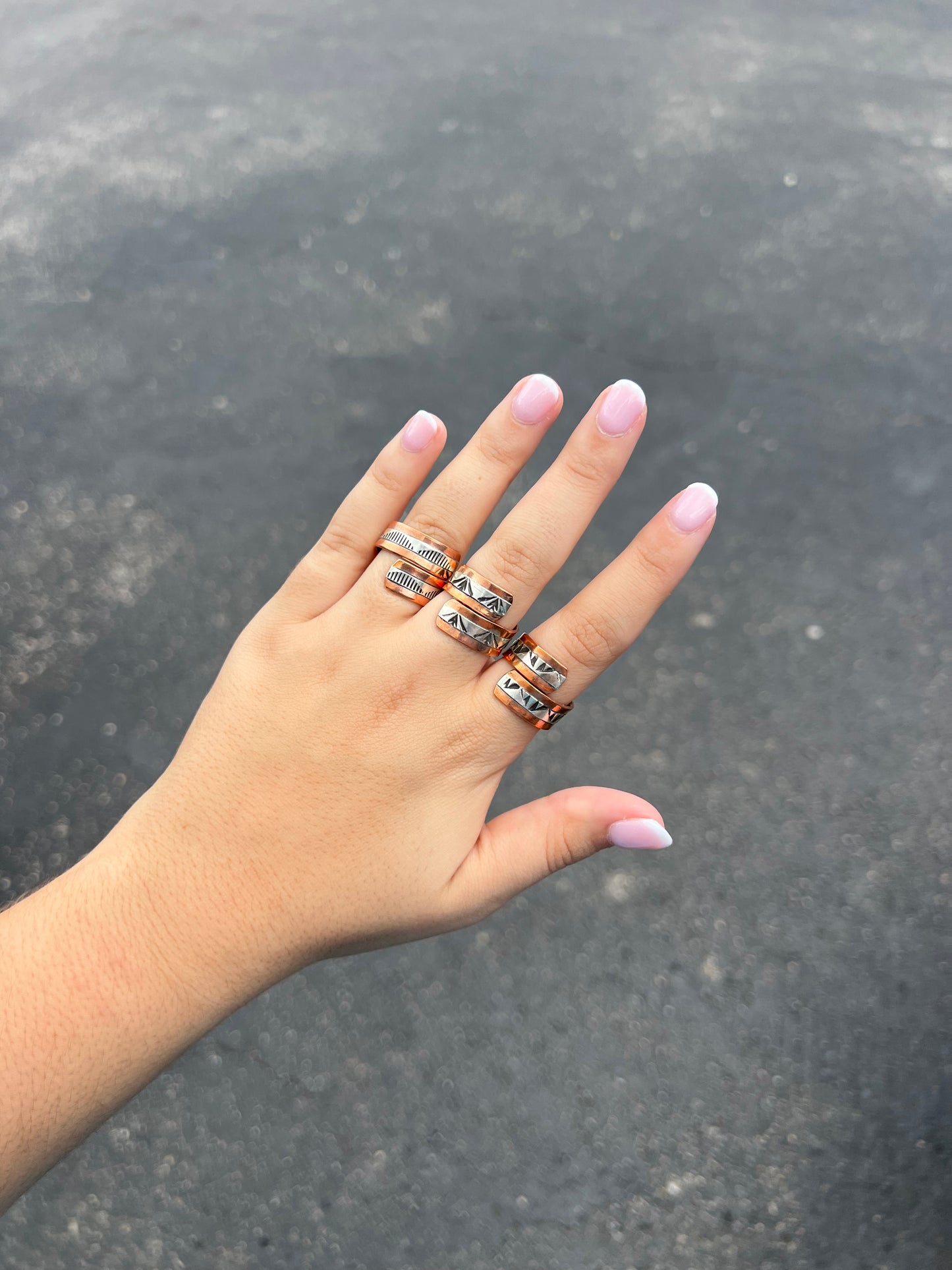 Copper and Sterling Silver Stamped Wrap Ring