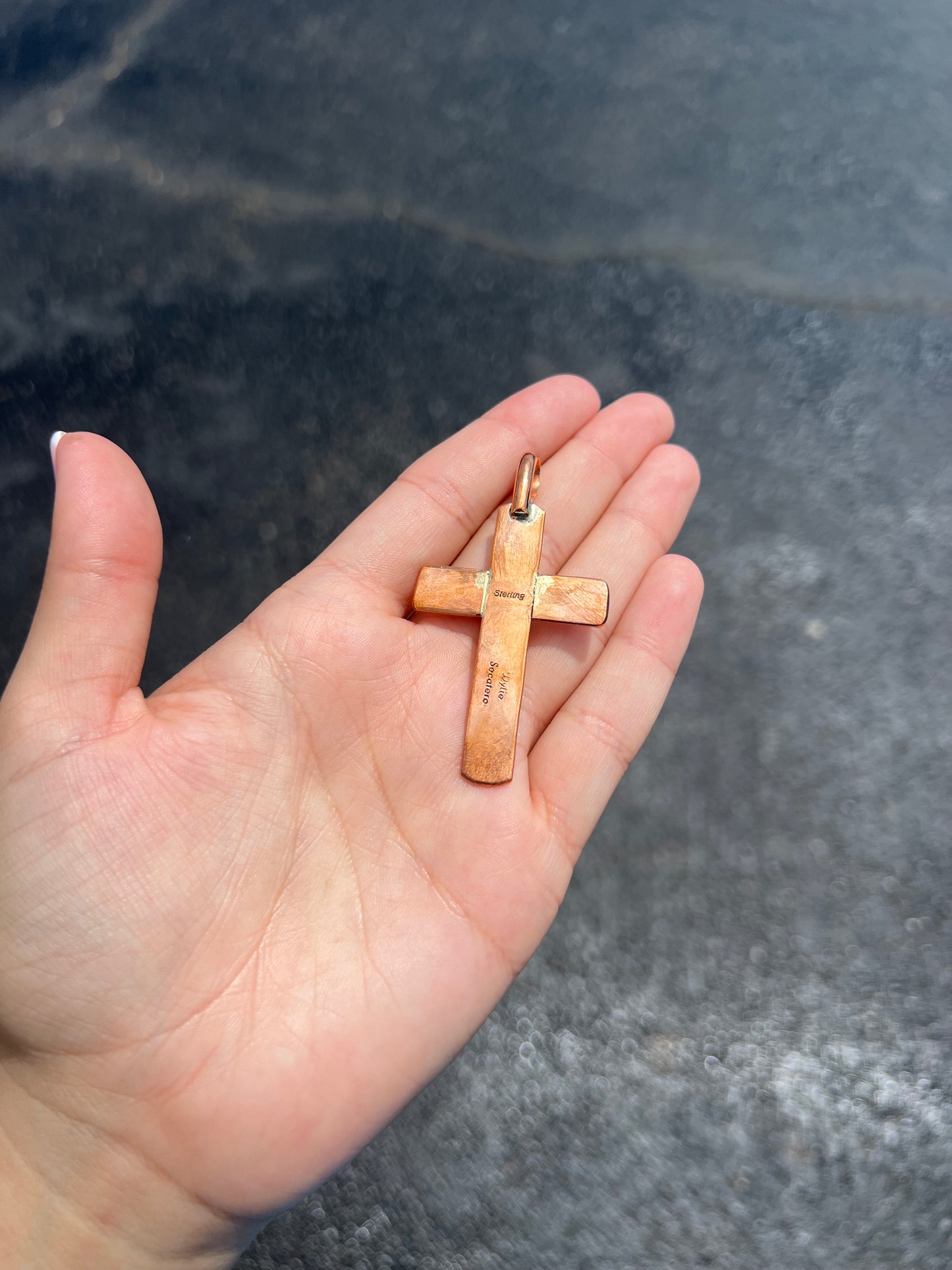 Copper and Sterling Silver Navajo Cross Pendant
