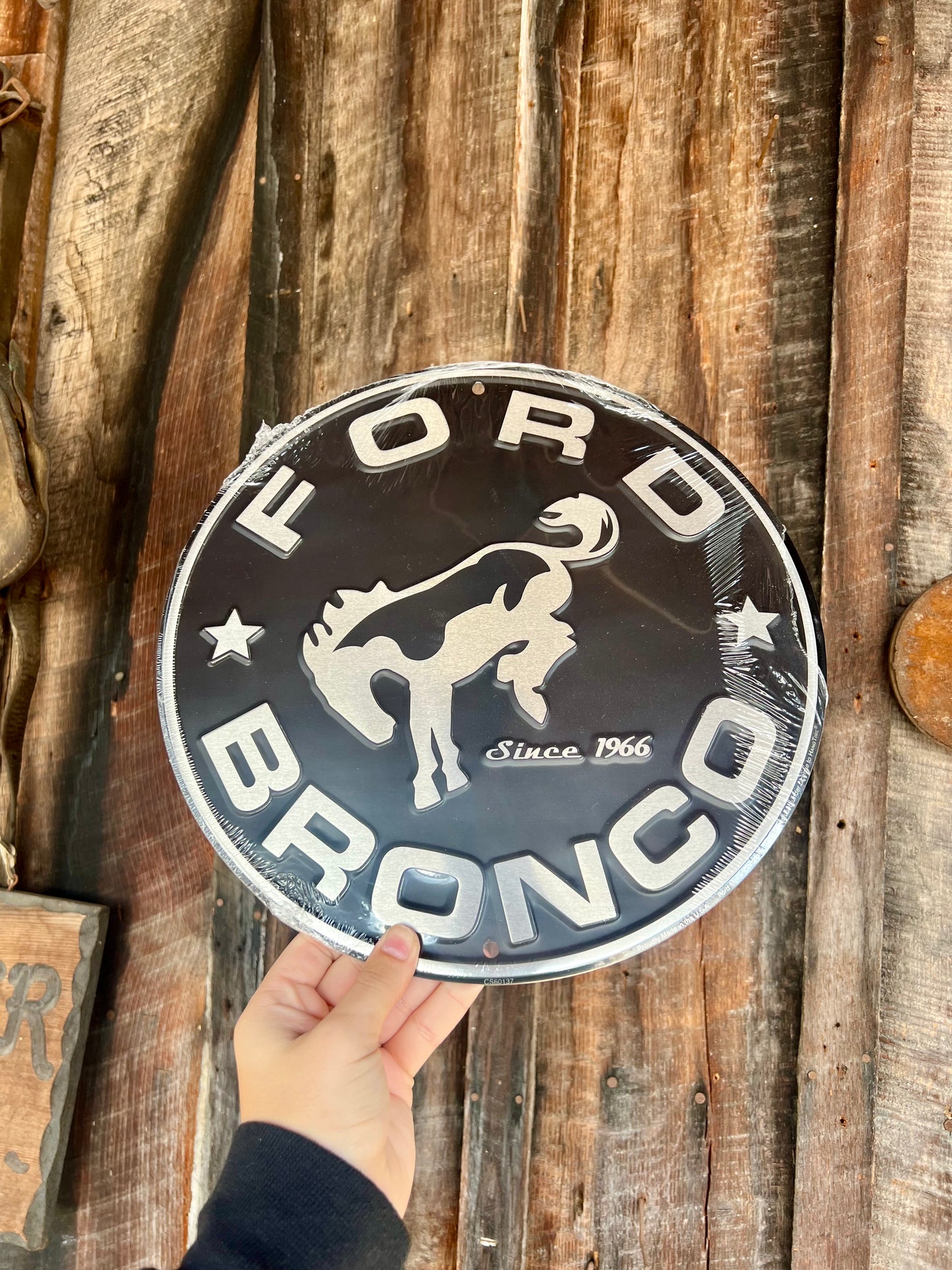 Ford Bronco Round Metal Sign 12"