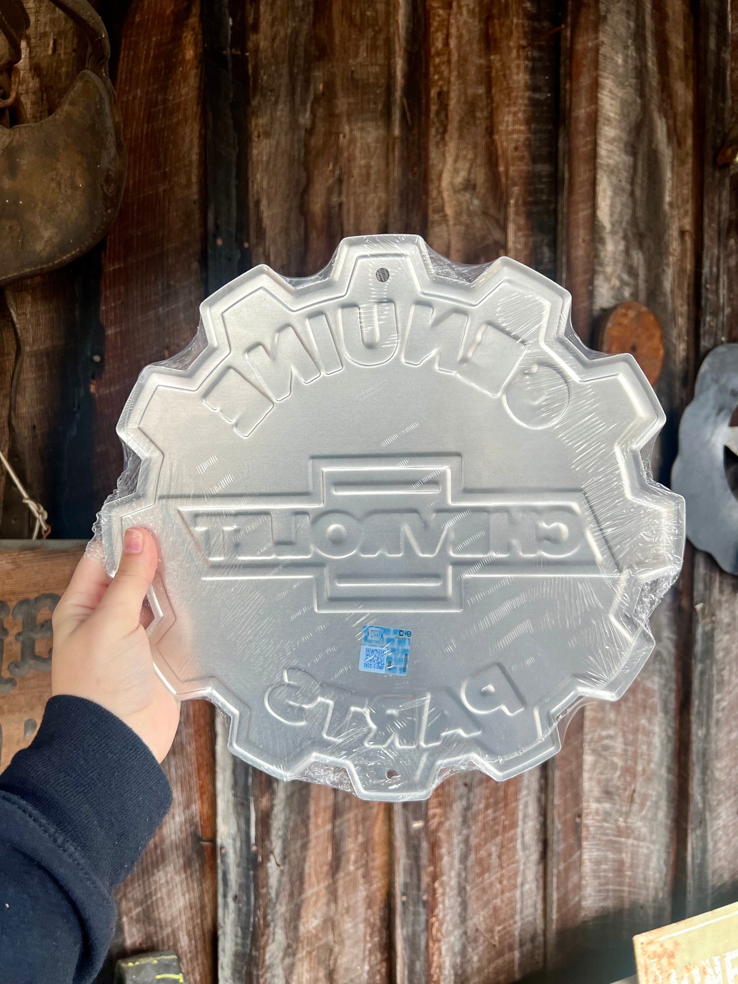 Chevy Gear Die Cut Metal Sign 12"