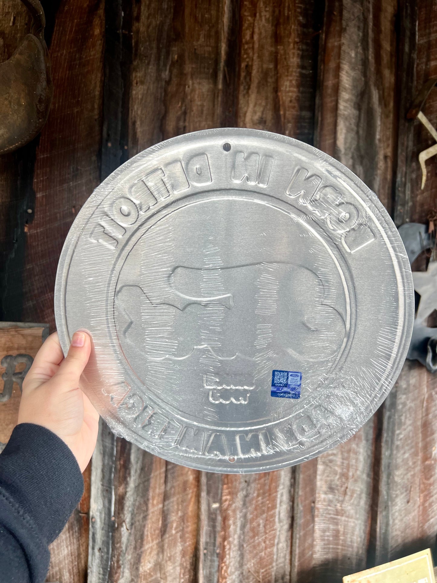 Ford Born in Detroit Round Sign 12"