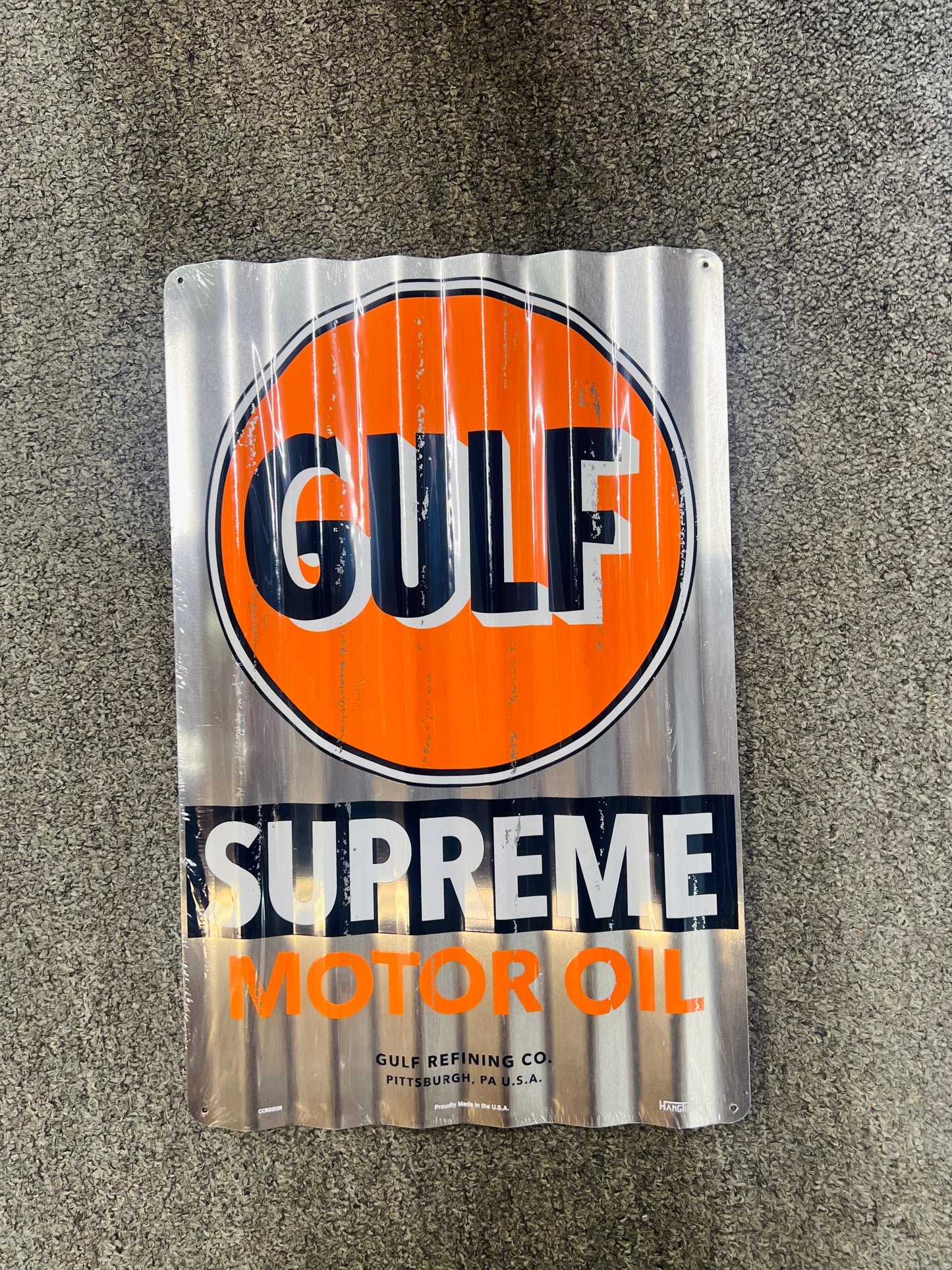 Gulf Supreme Corrugated Metal Sign