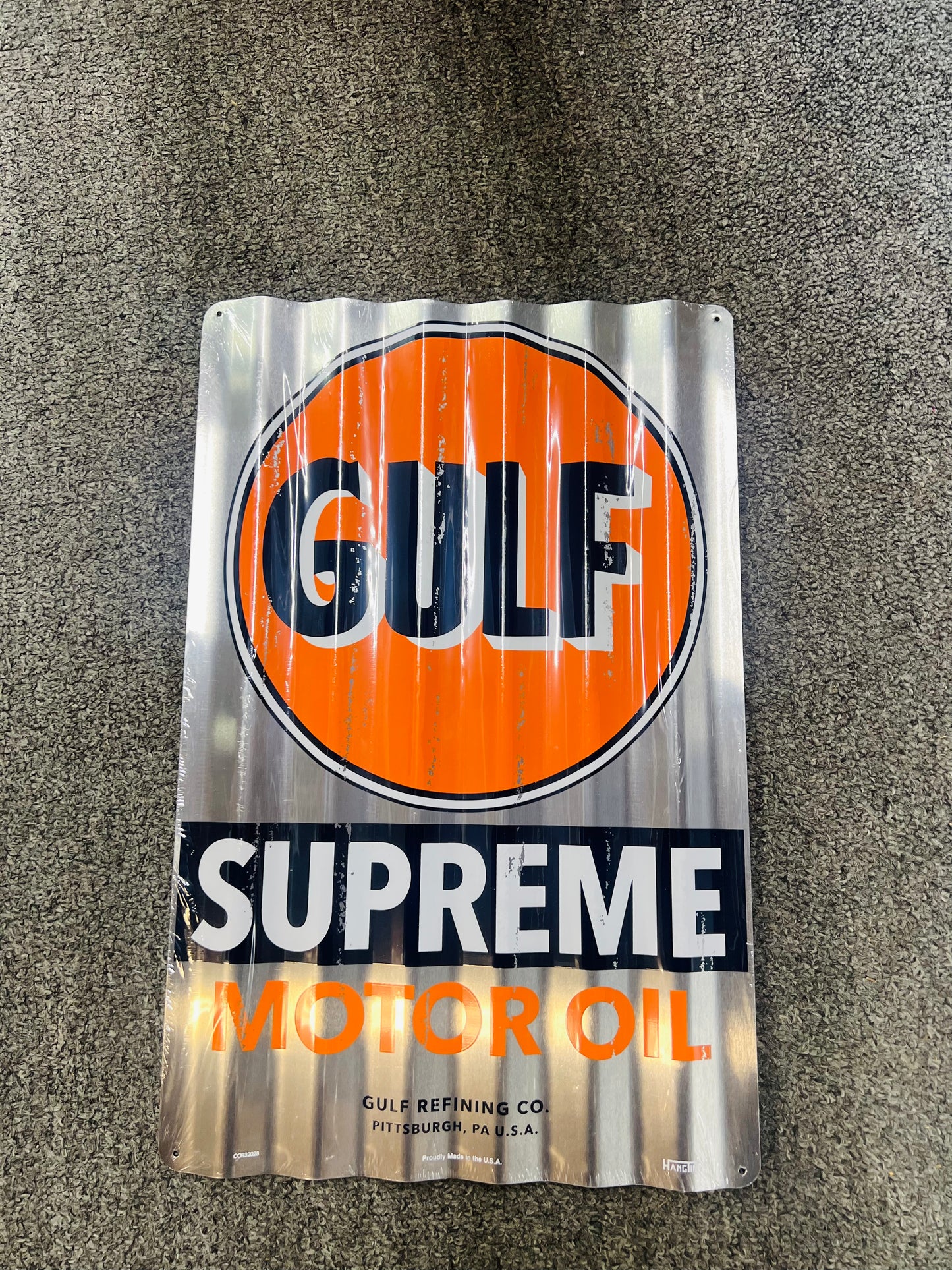 Gulf Supreme Corrugated Metal Sign