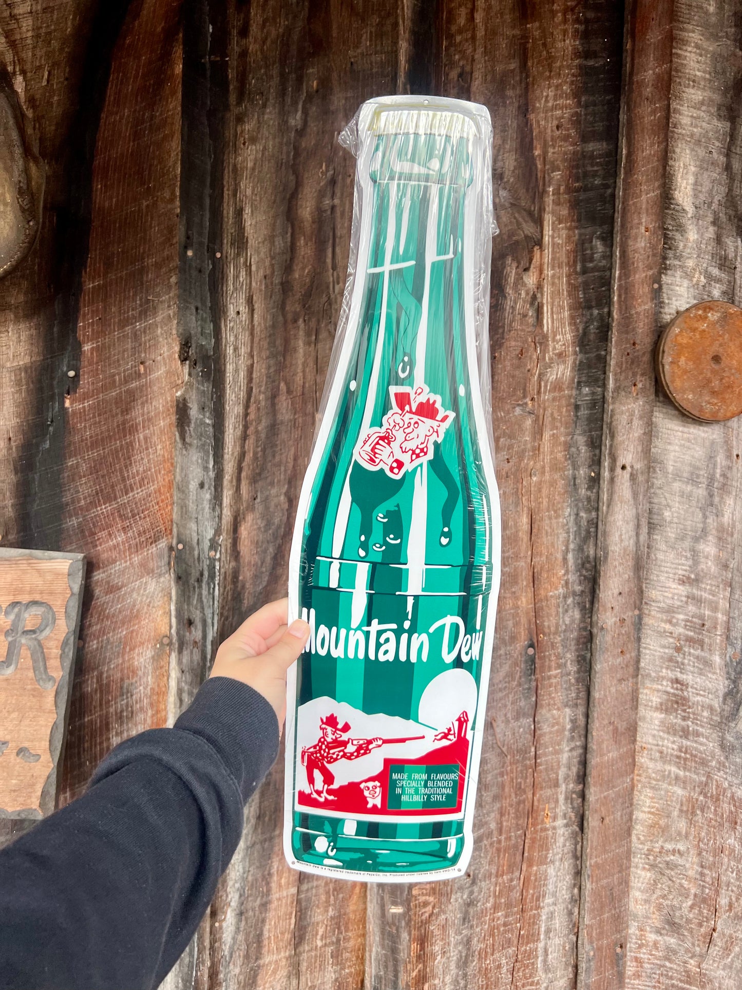 Mountain Dew Bottle Die Cut Metal Sign