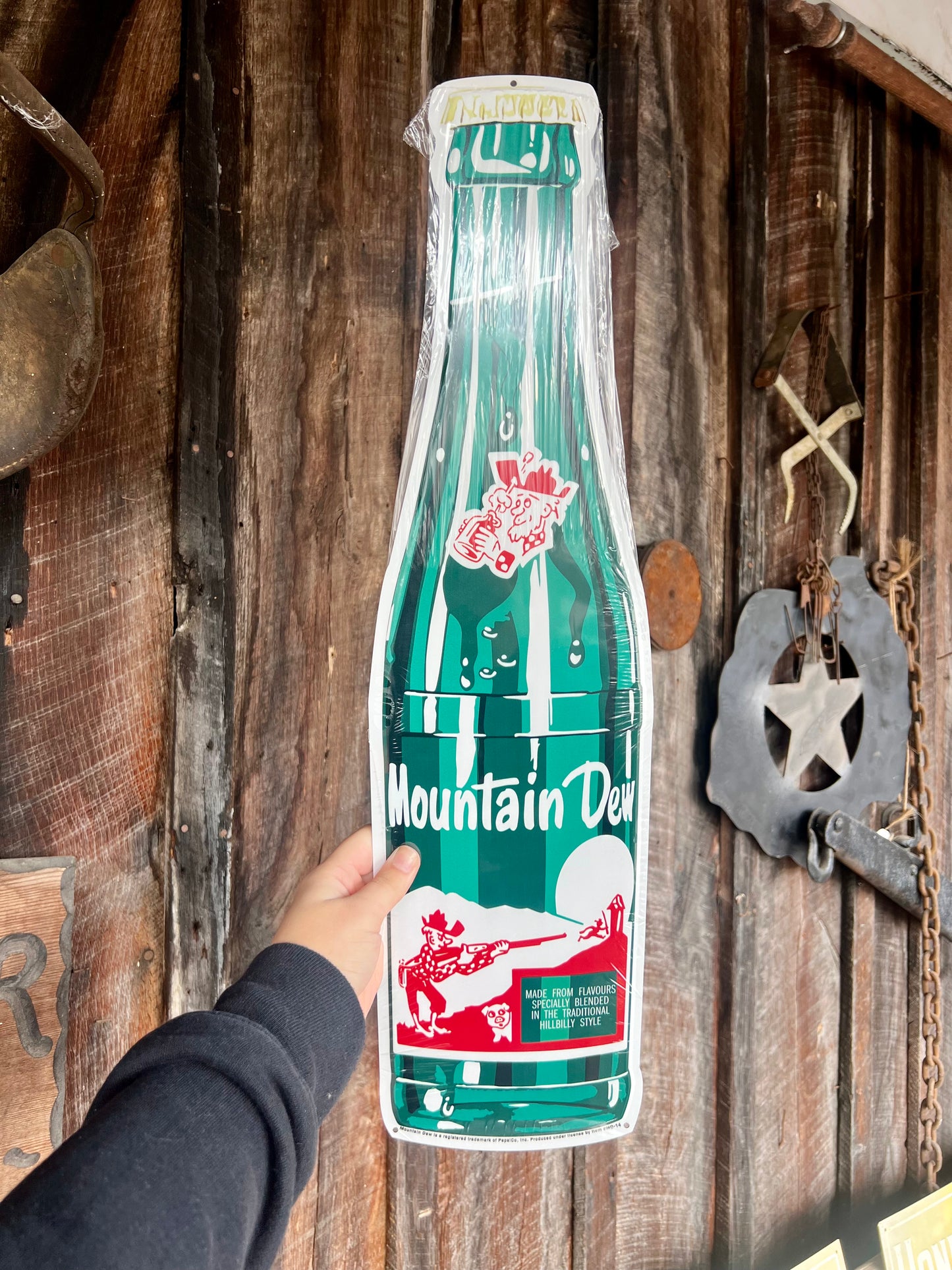 Mountain Dew Bottle Die Cut Metal Sign
