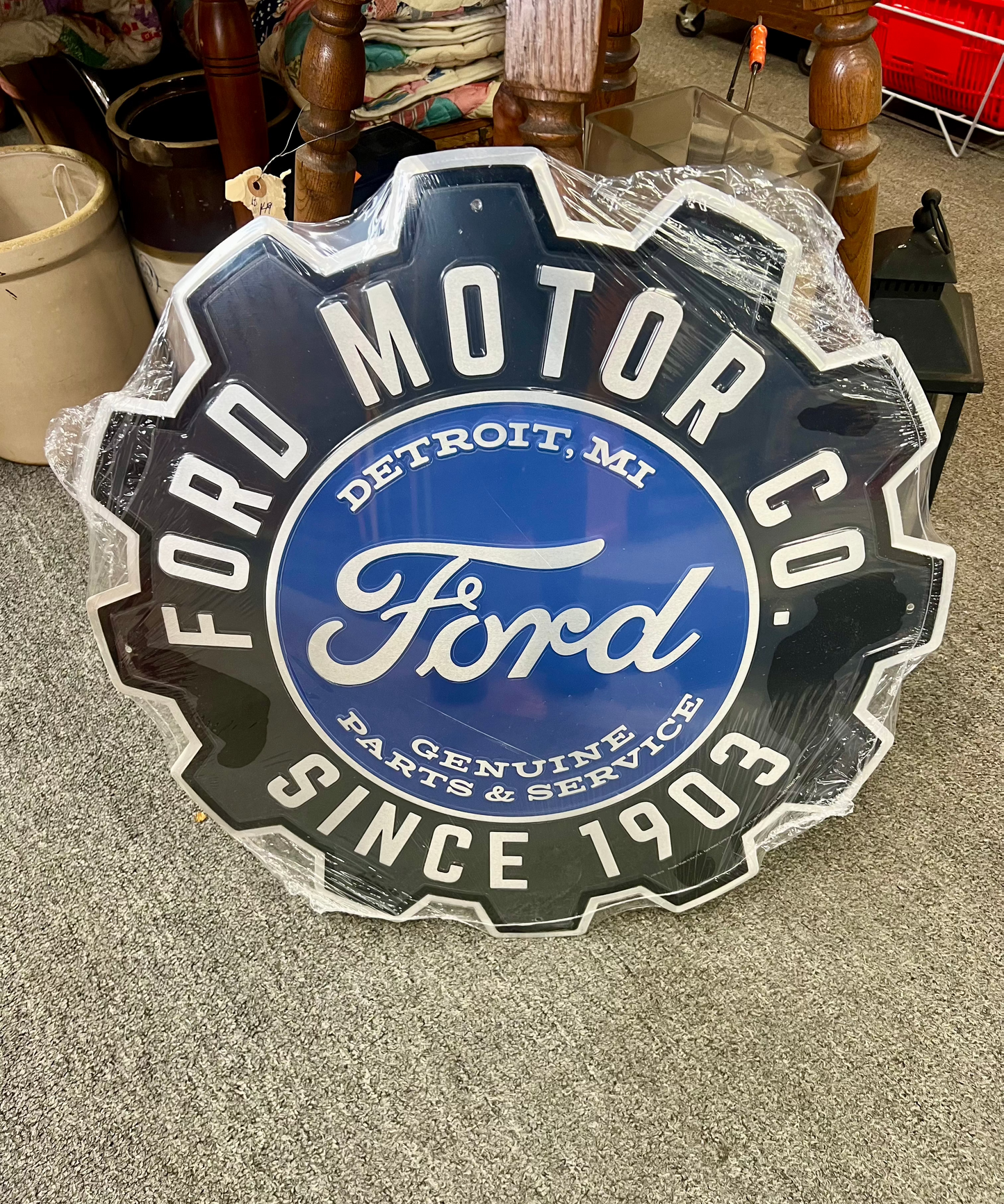 Ford Gear 24" Die Cut Metal Sign