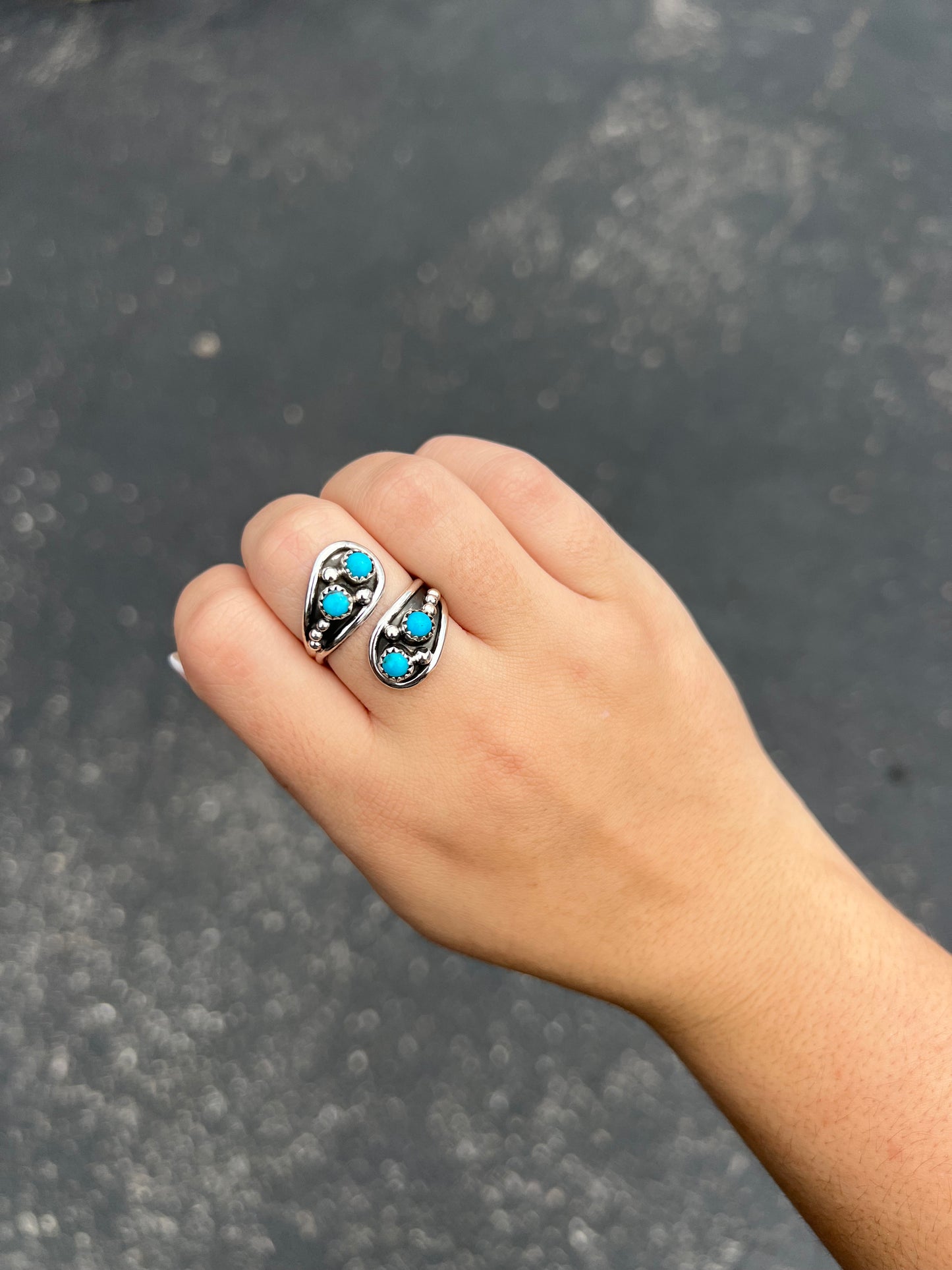 Genuine Turquoise 4 Stone Wrap Ring