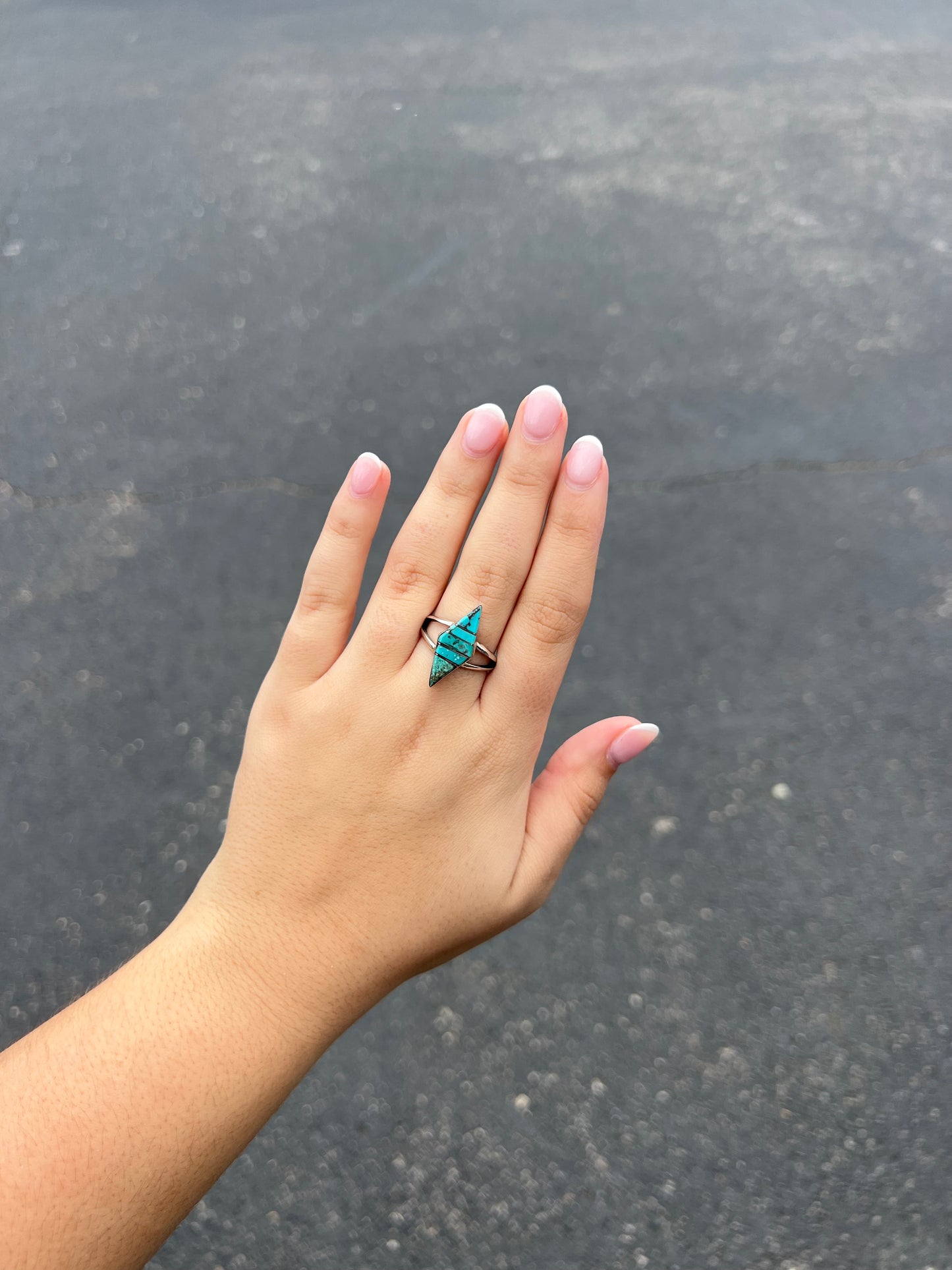 The Annie Genuine Turquoise Inlay Marquise Sterling Silver Ring