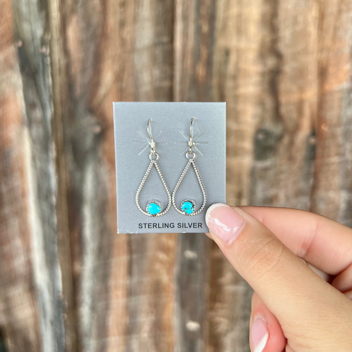 Sterling Silver Teardrop Genuine Turquoise Earrings
