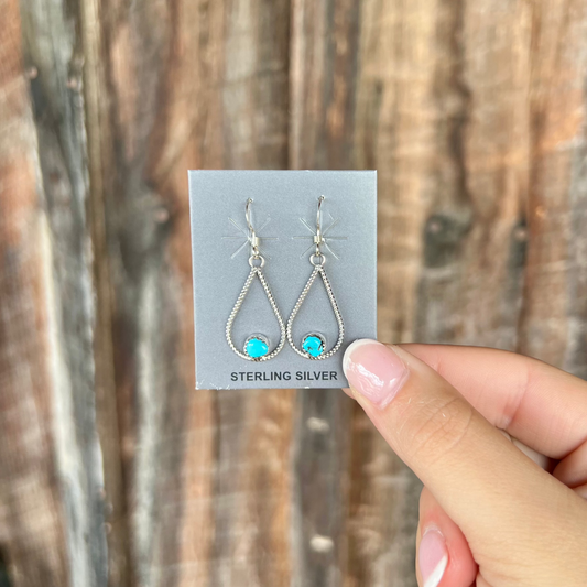 Sterling Silver Teardrop Genuine Turquoise Earrings