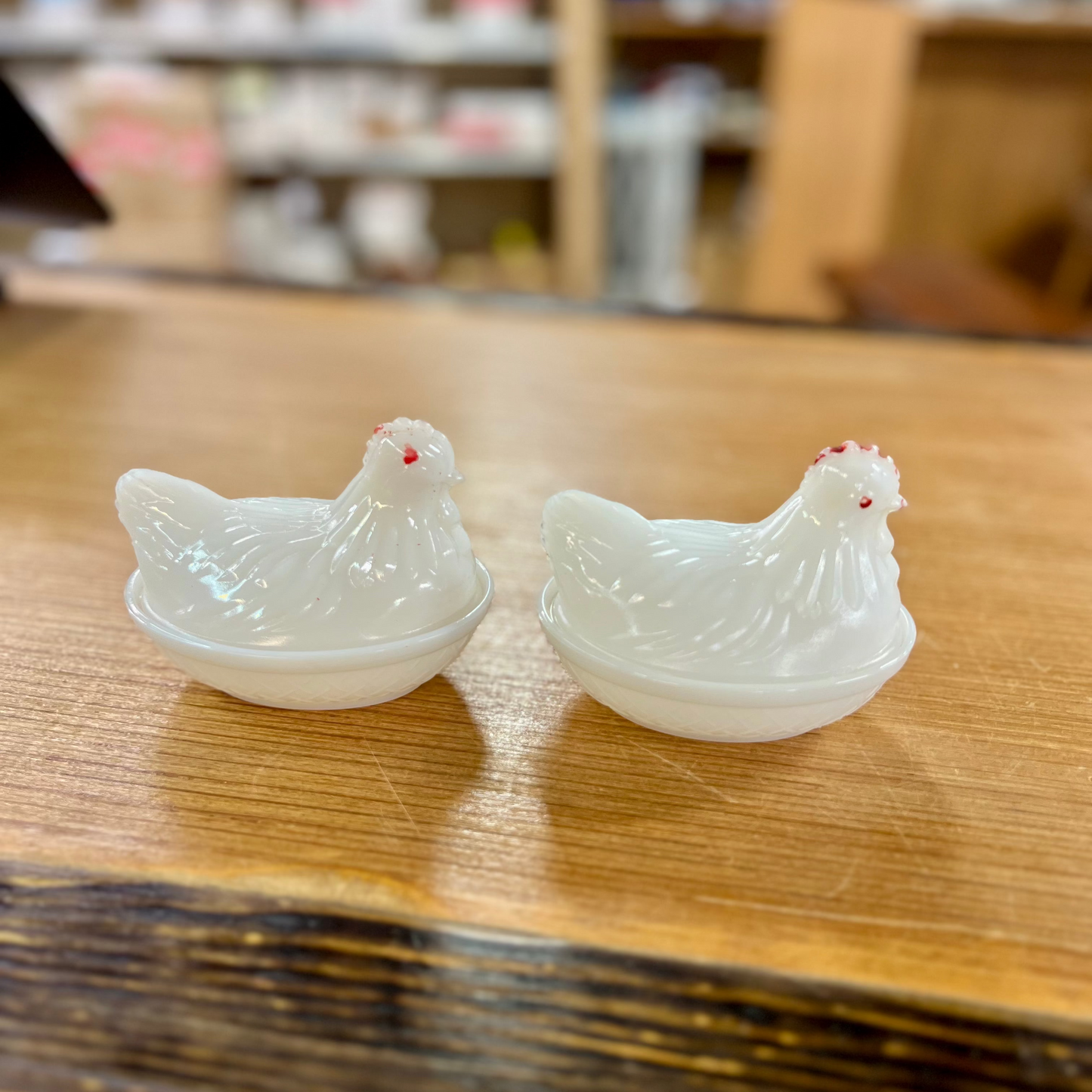 Vintage Milk Glass Hen on Nest Candy Dish