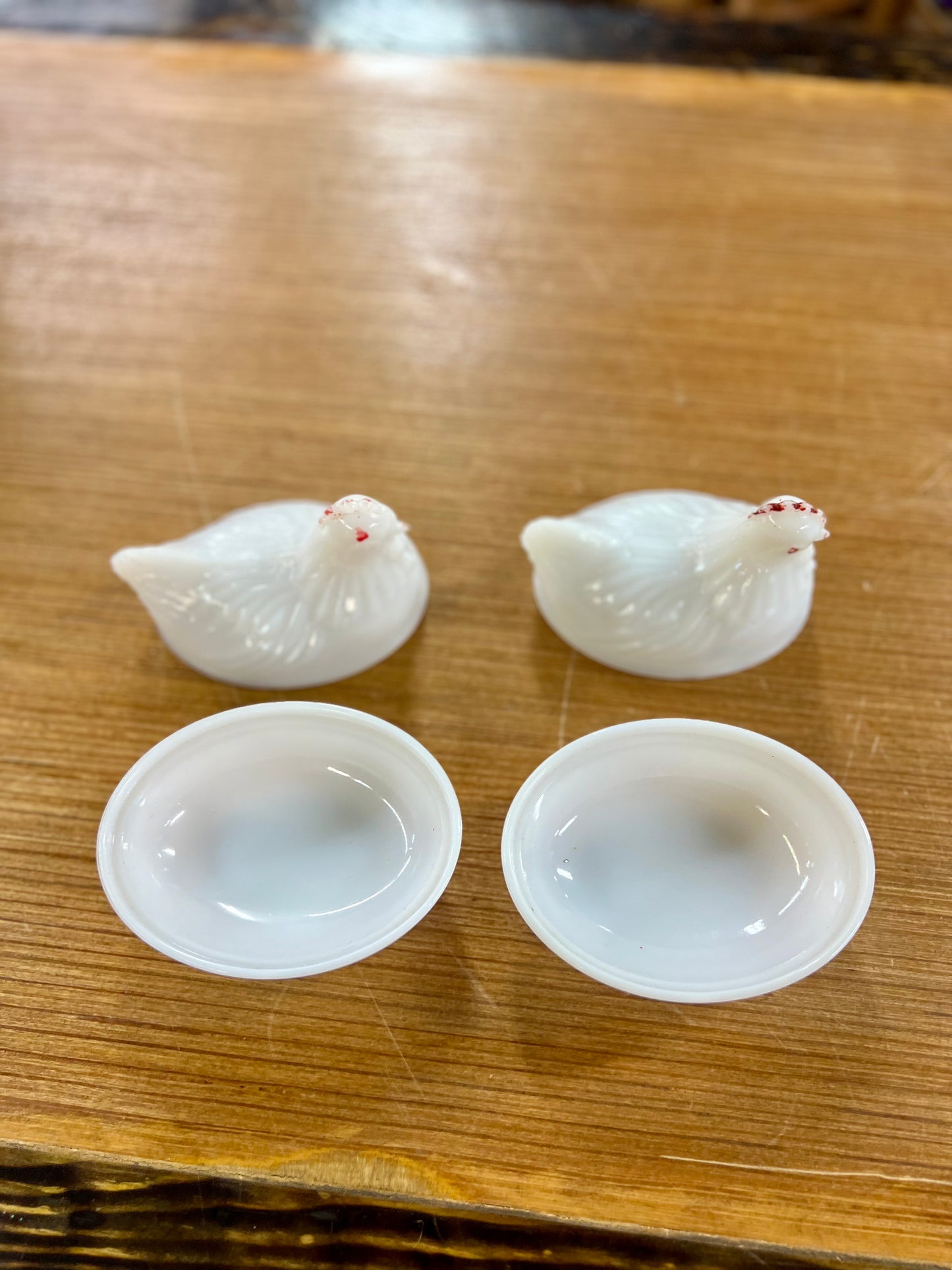 Vintage Milk Glass Hen on Nest Candy Dish