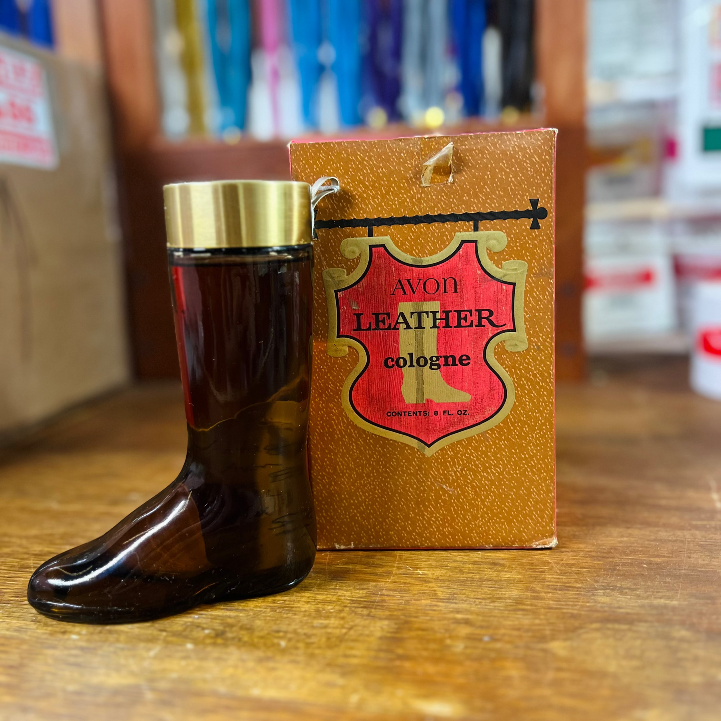 Vintage Avon Amber Boot Full - with box!