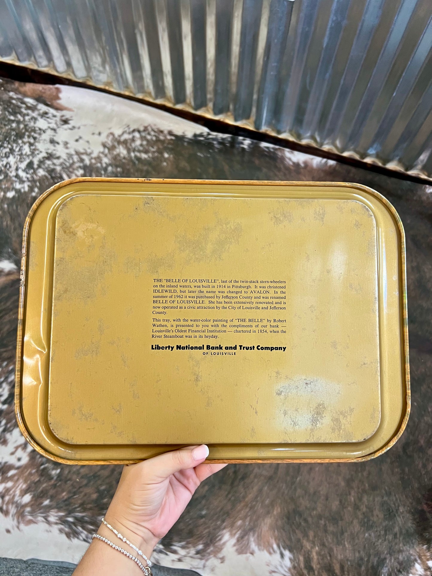Vintage Belle of Louisville Metal Tray