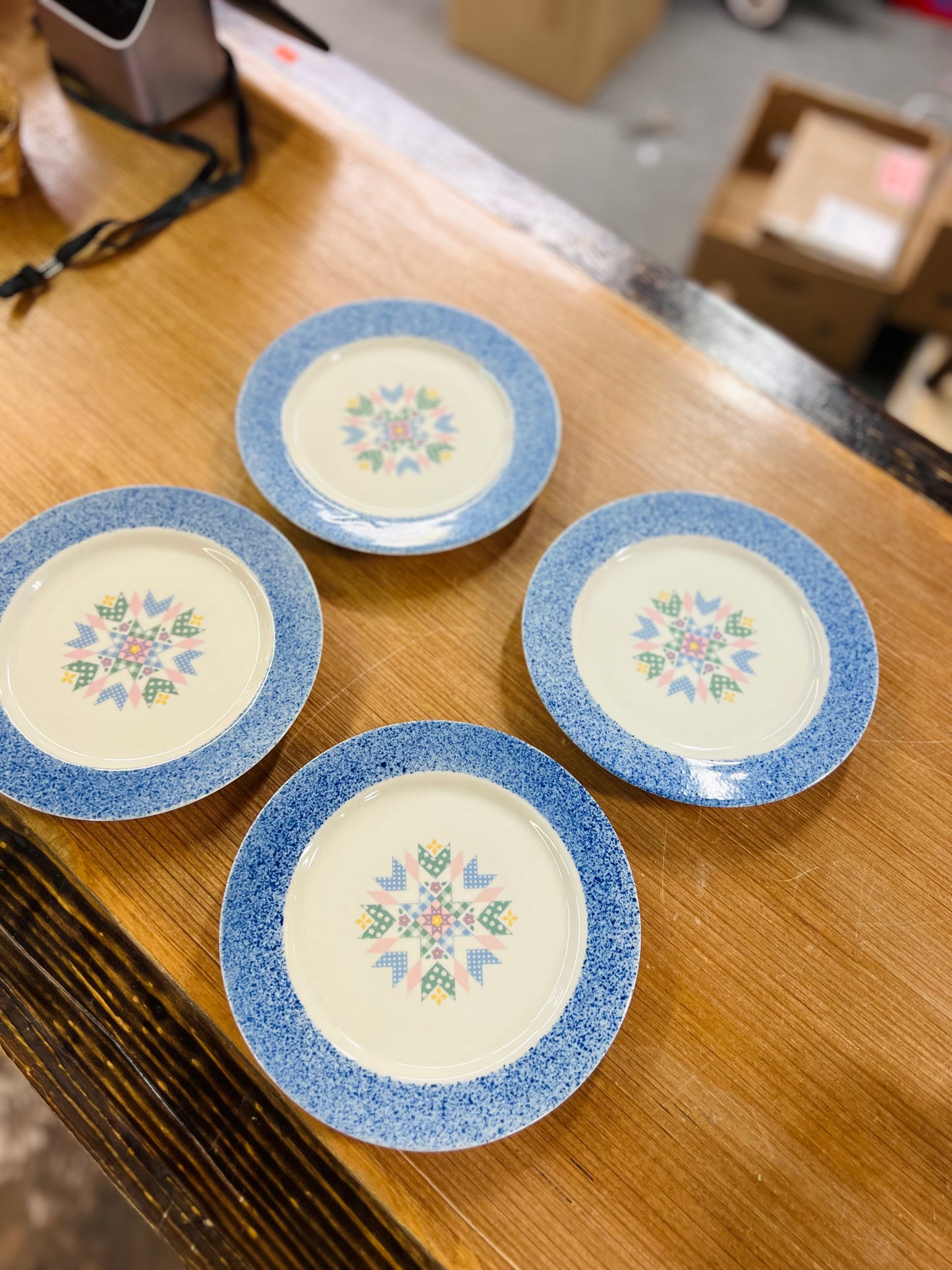 Vintage International Tableworks Cottonwood Patchwork Dinner Plates - Set of 4