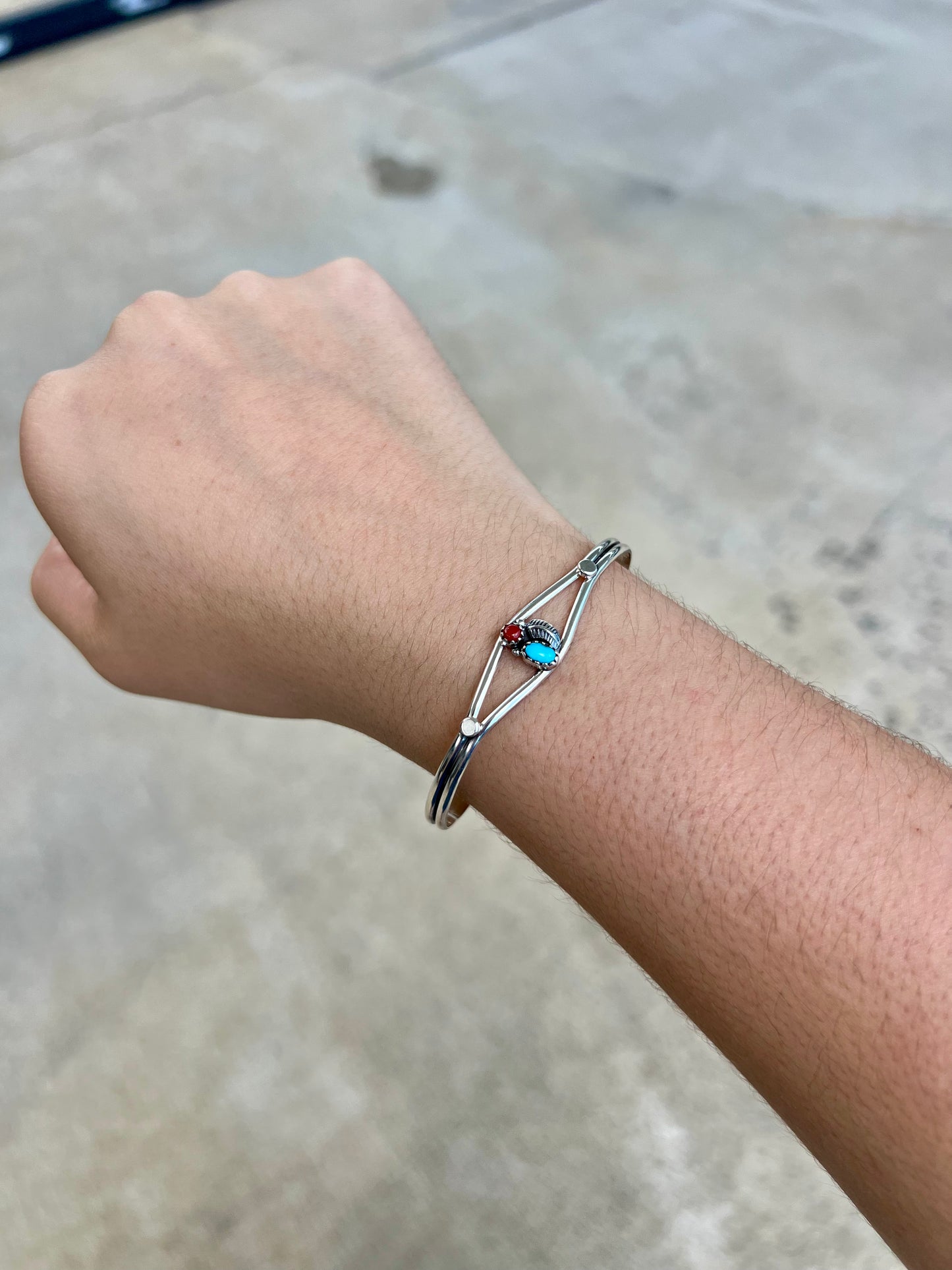 Coral and Turquoise Leaf Bracelet