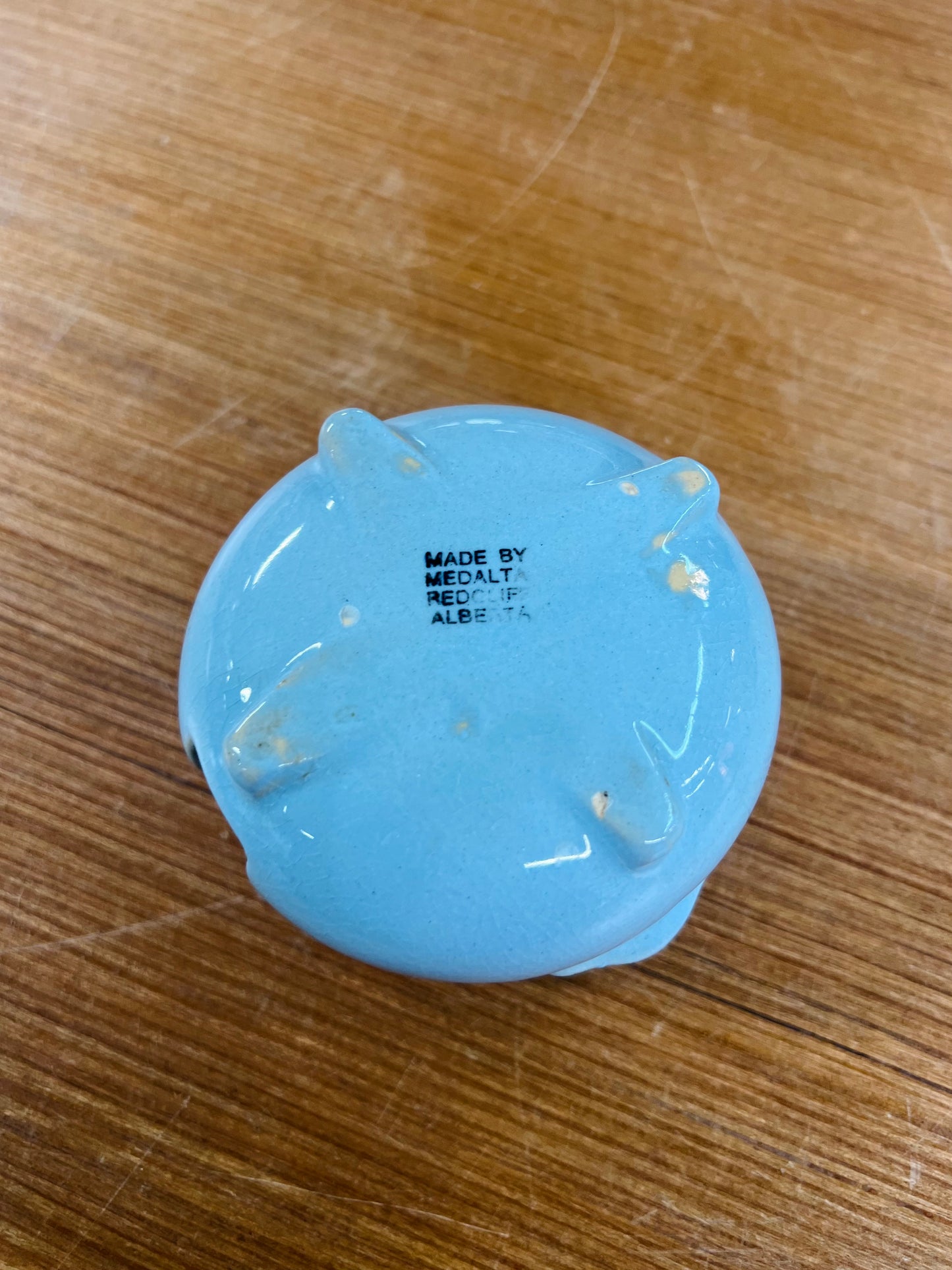 Vintage Turquoise & Brown Glaze Redcliff Alberta Ceramic Planter/Pot with Split