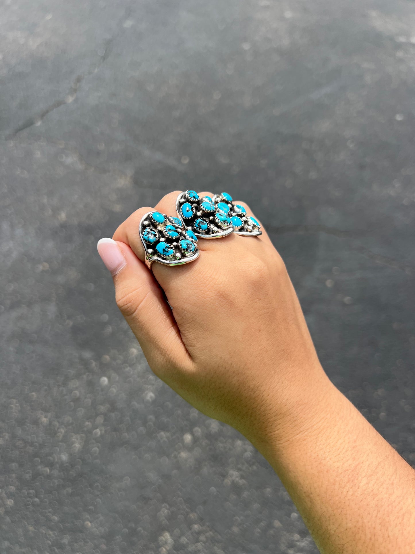 Genuine Kingman Turquoise Sterling Silver Saddle Ring