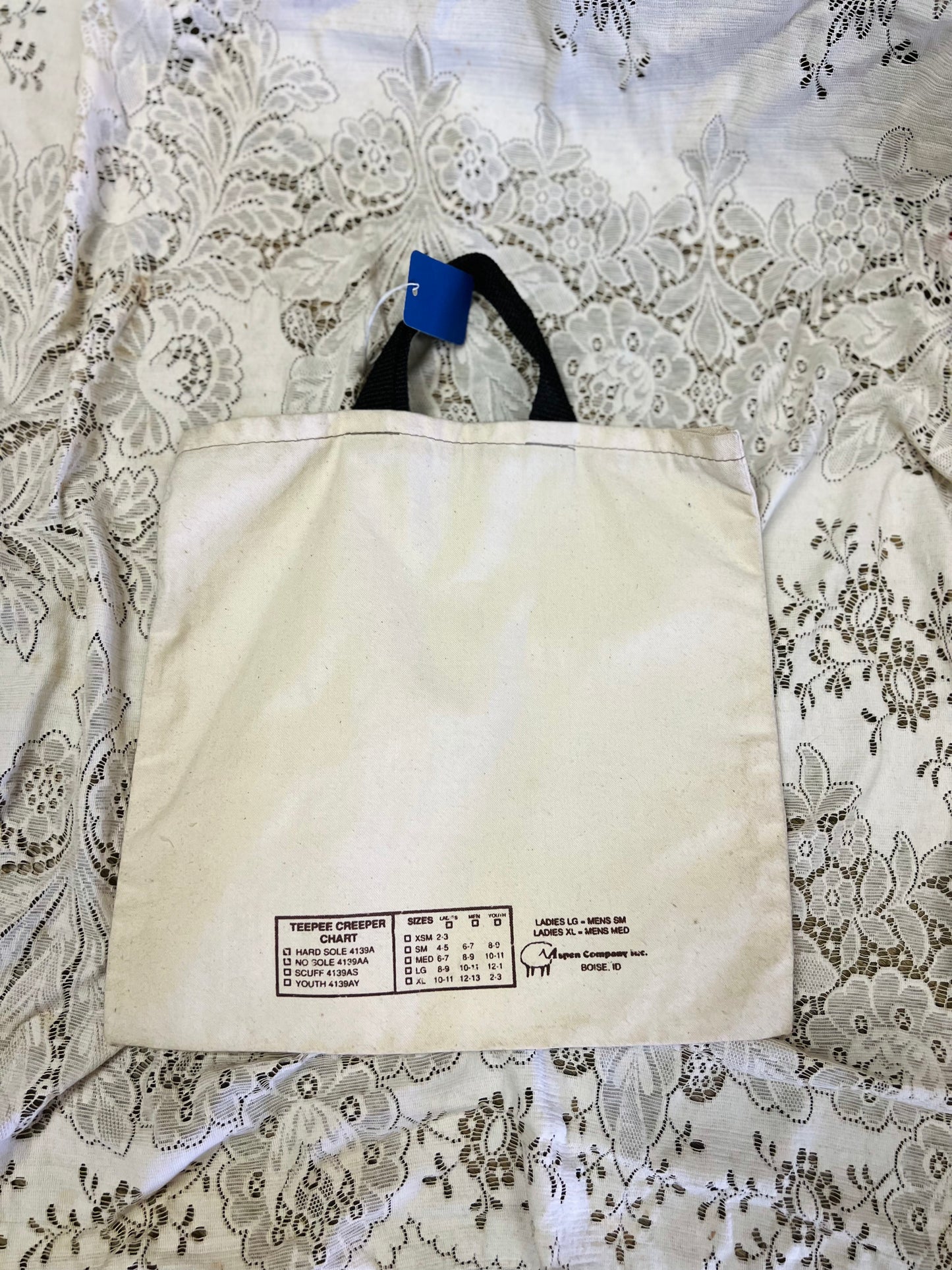 Vintage TeePee Creepers Canvas Tote Bag - Black Handle