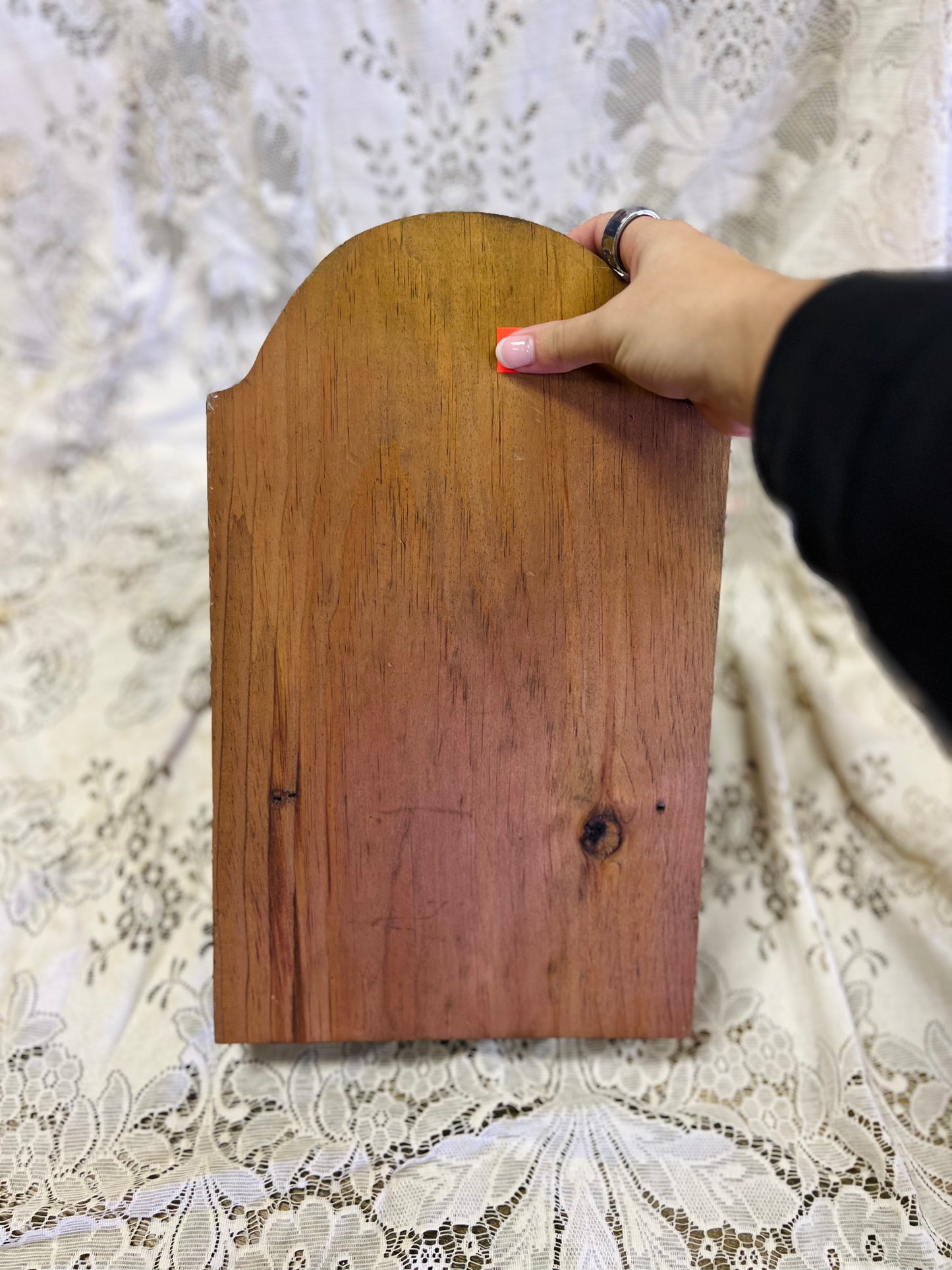 Vintage Country Blue Heart Wood Shelf with 2 Pegs