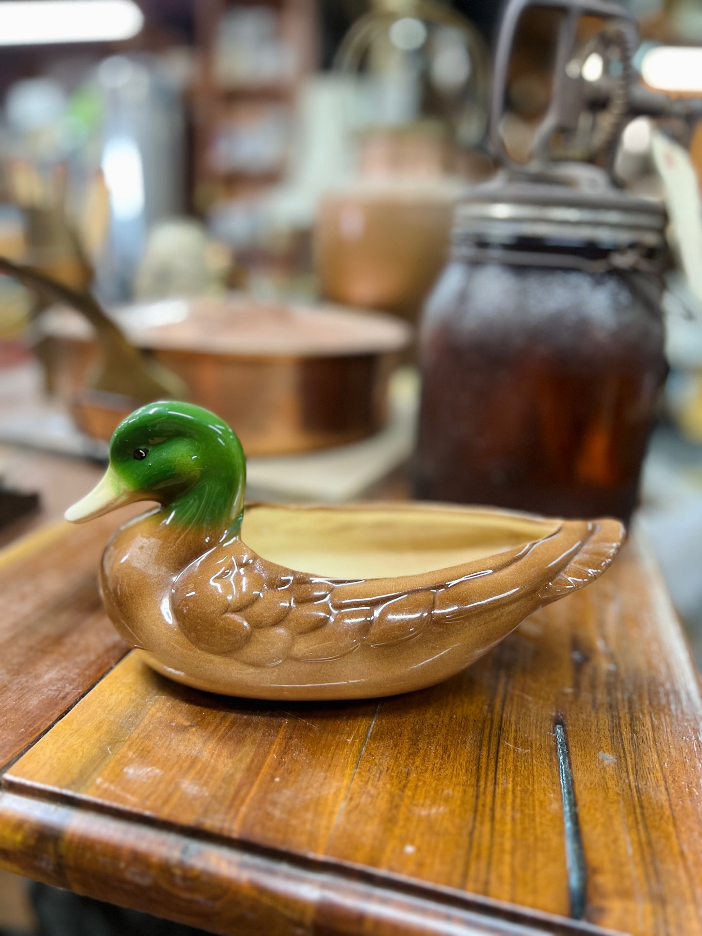 Ceramic Mallard Duck Planter / Decor Piece