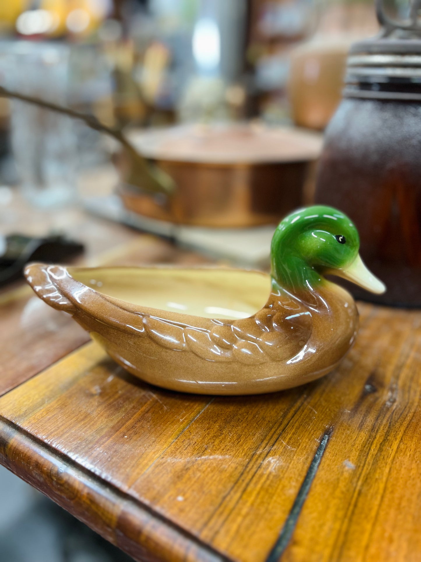 Ceramic Mallard Duck Planter / Decor Piece