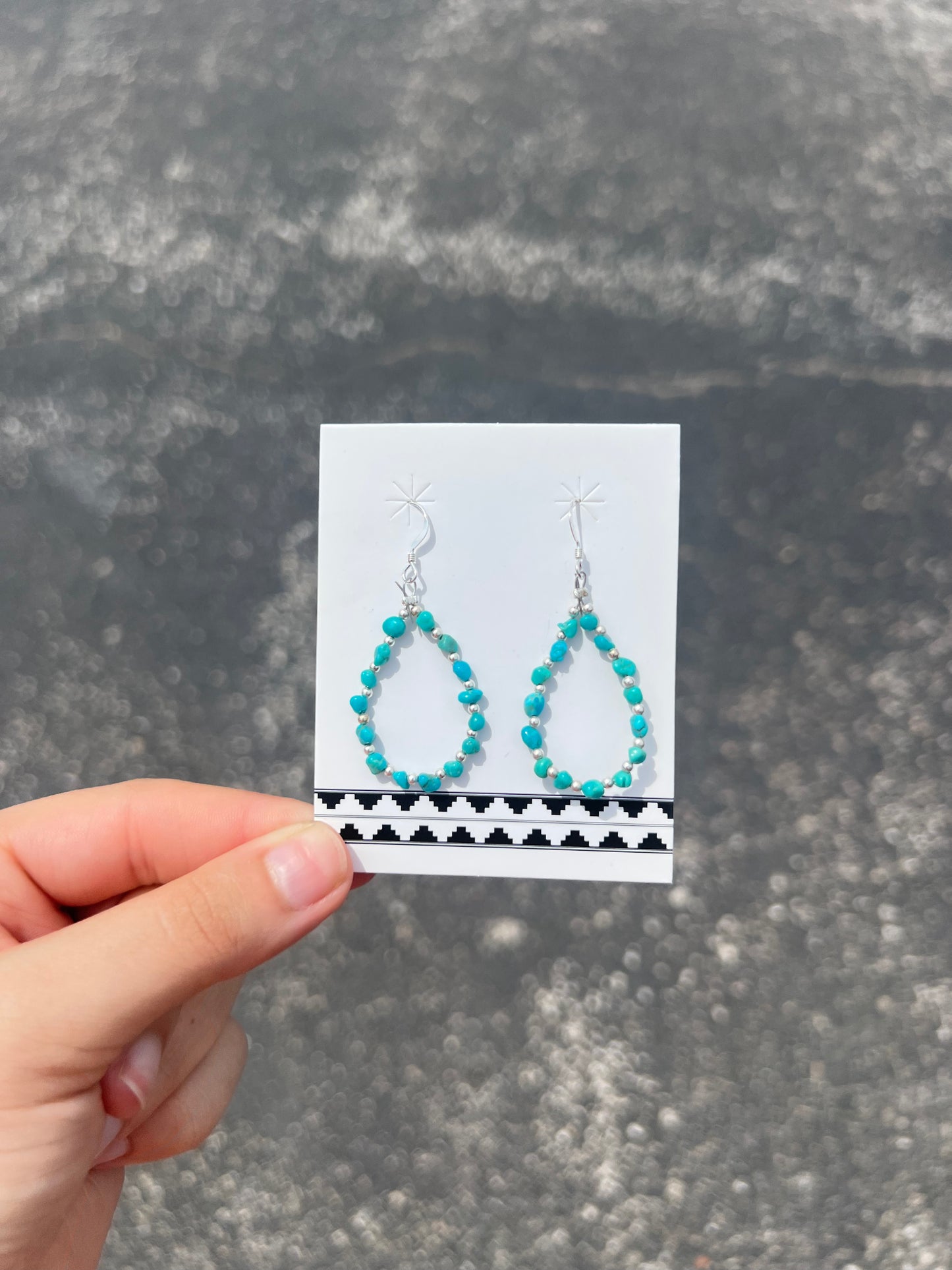 Genuine Kingman Turquoise Nugget Loop Dangle Earrings
