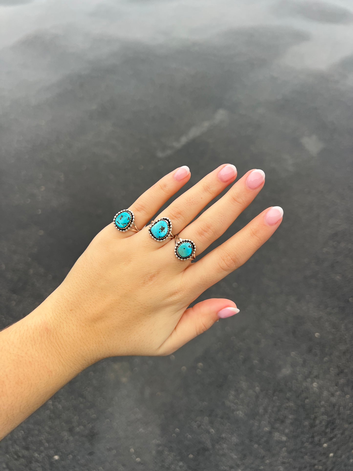 The Tatum Genuine Turquoise Sterling Silver Beaded Ring