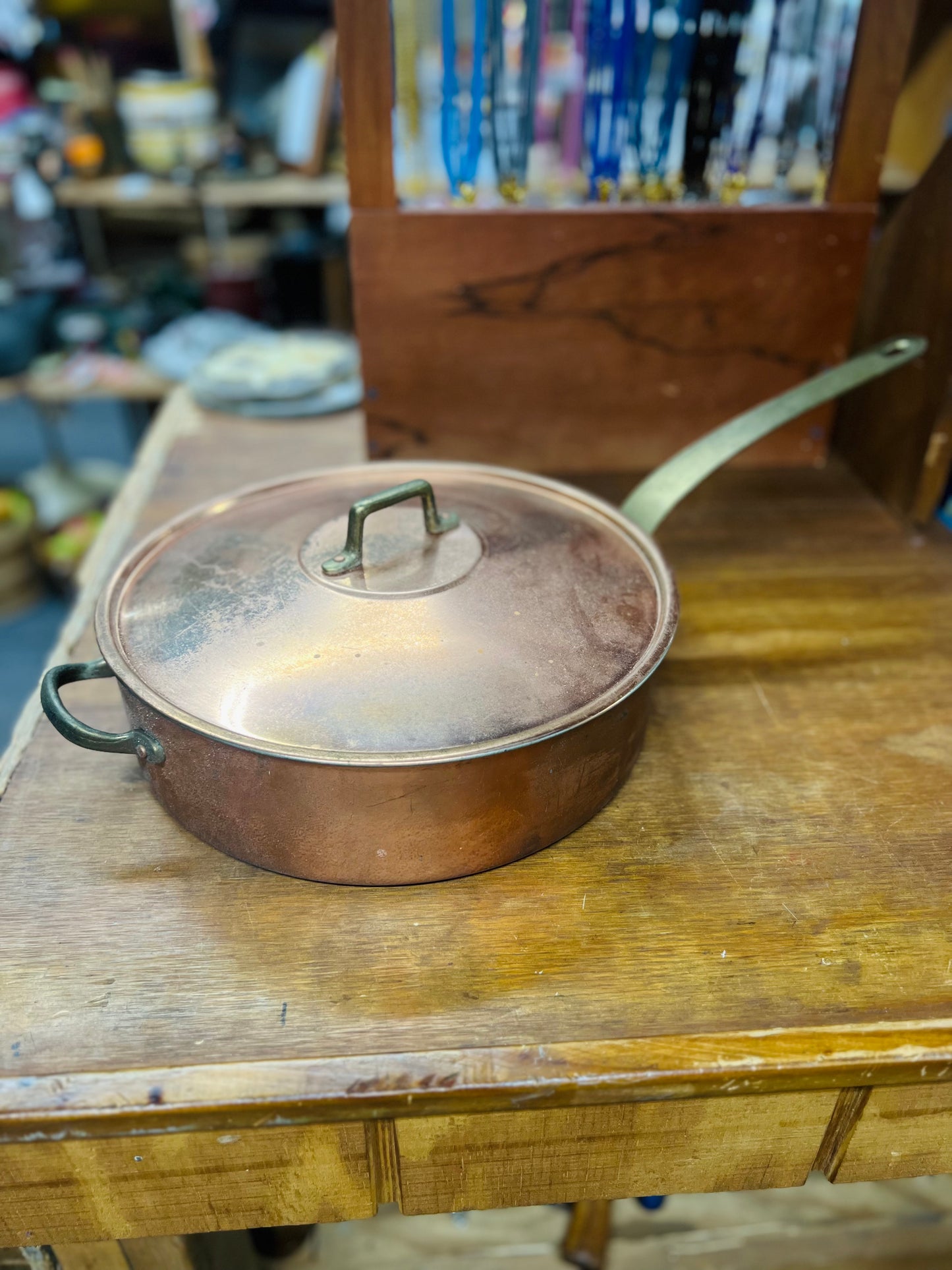Copper Pan with Handle and Lid