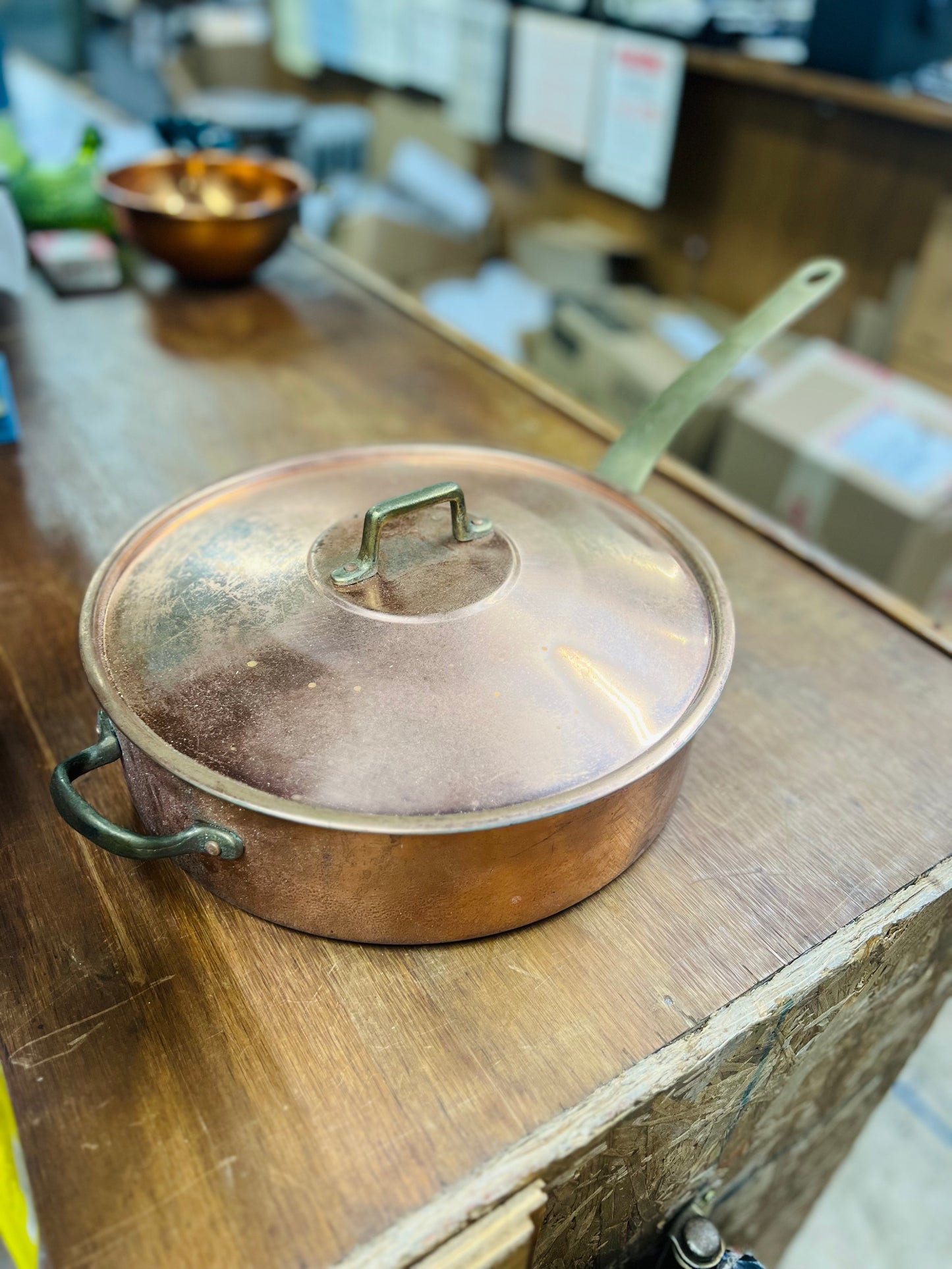 Copper Pan with Handle and Lid