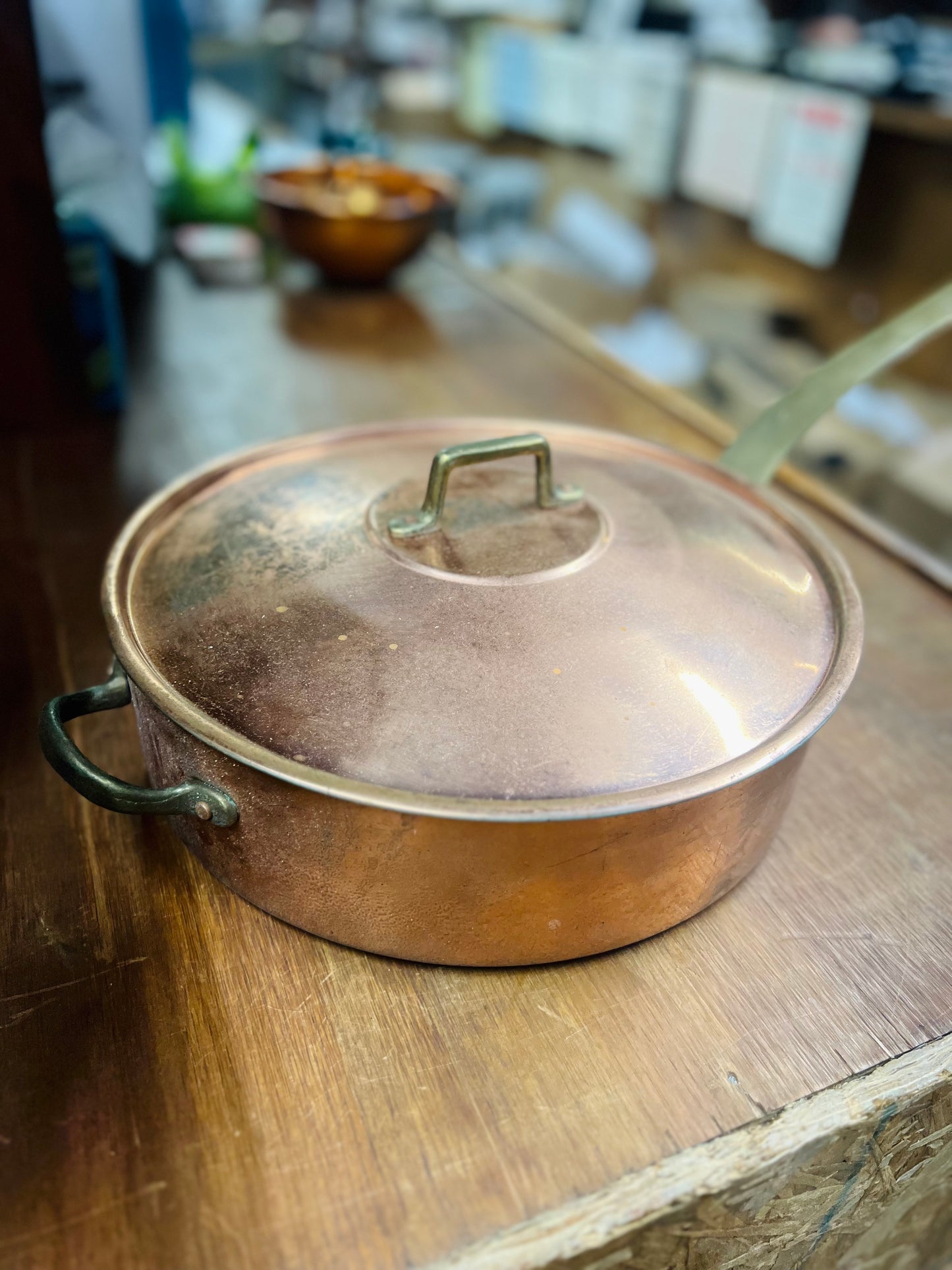 Copper Pan with Handle and Lid