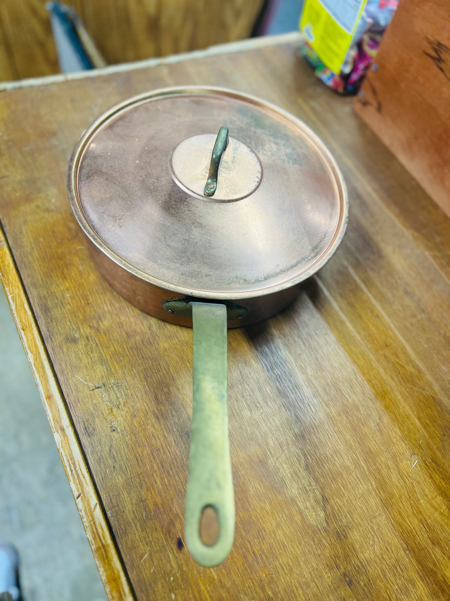 Copper Pan with Handle and Lid