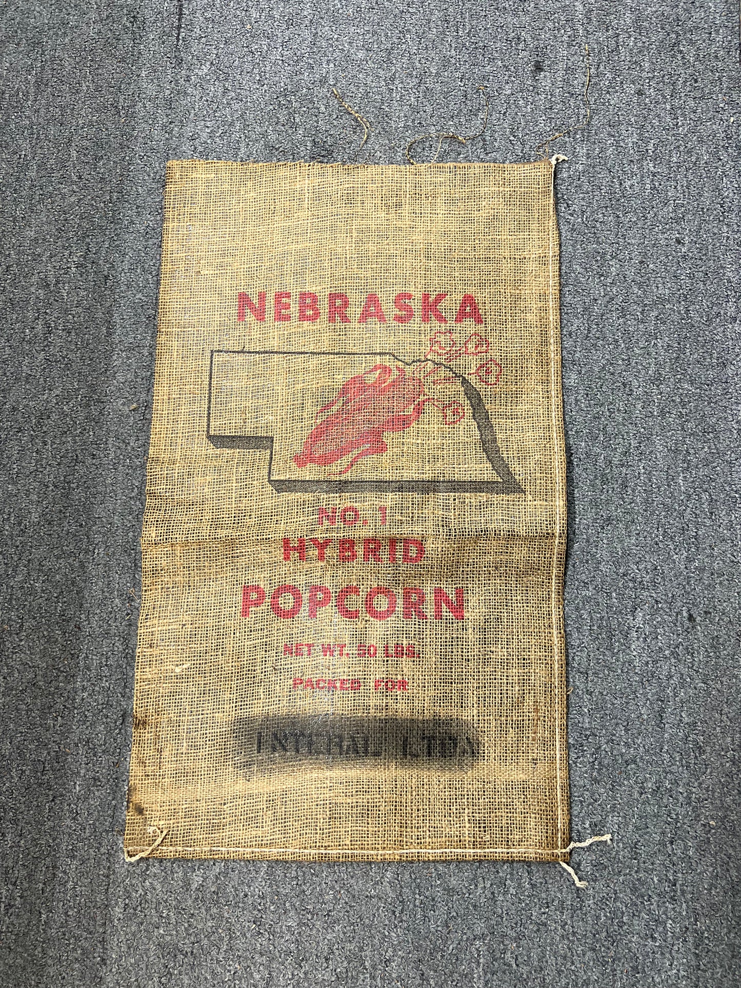 Nebraska No. 1 Hybrid Popcorn Burlap Sack