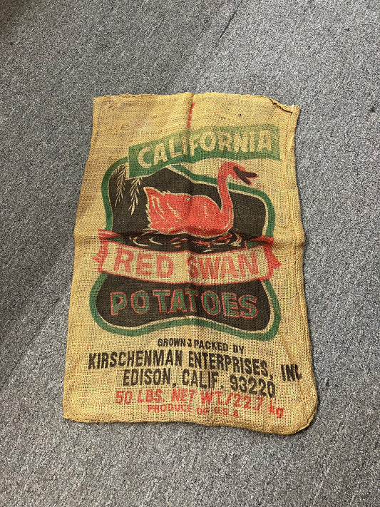 California Red Swan Potatoes Burlap Sack