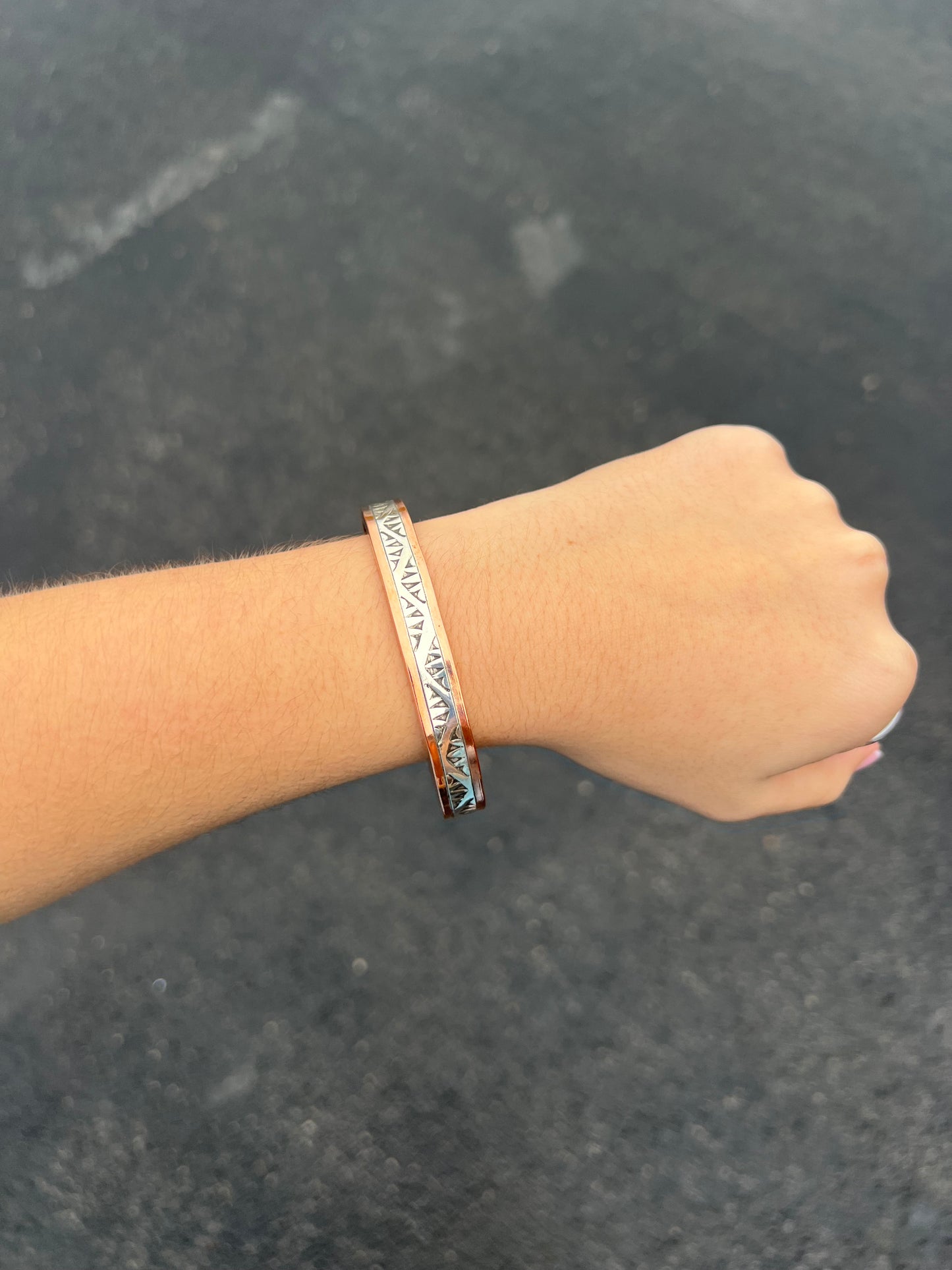 Copper & Sterling Silver Stamped Cuff Bracelet